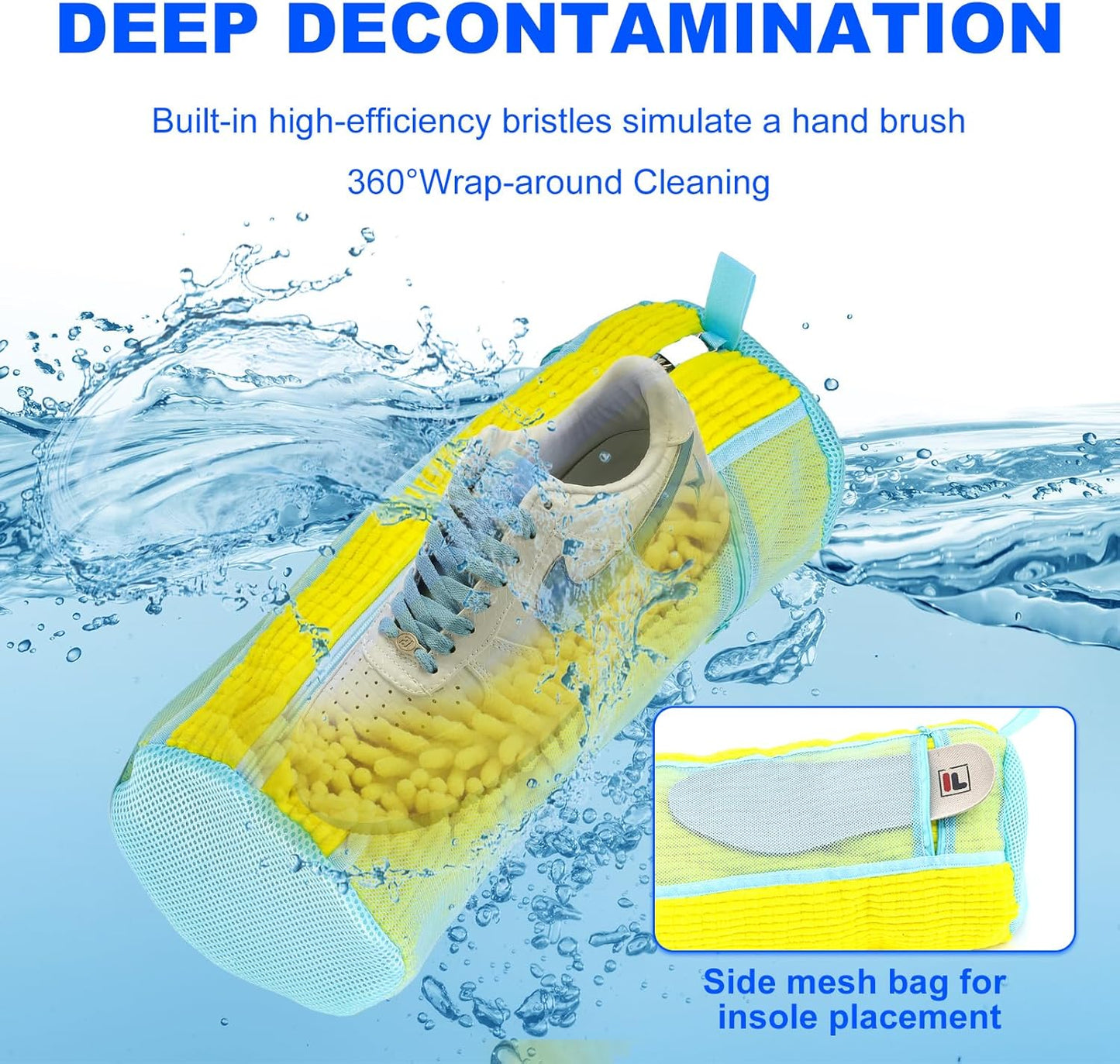 Shoe Washing Bags for Washing Machine – Durable Shoe Washing Machine Bags for All Shoe Types Sizes (Large Yellow 2PCS）