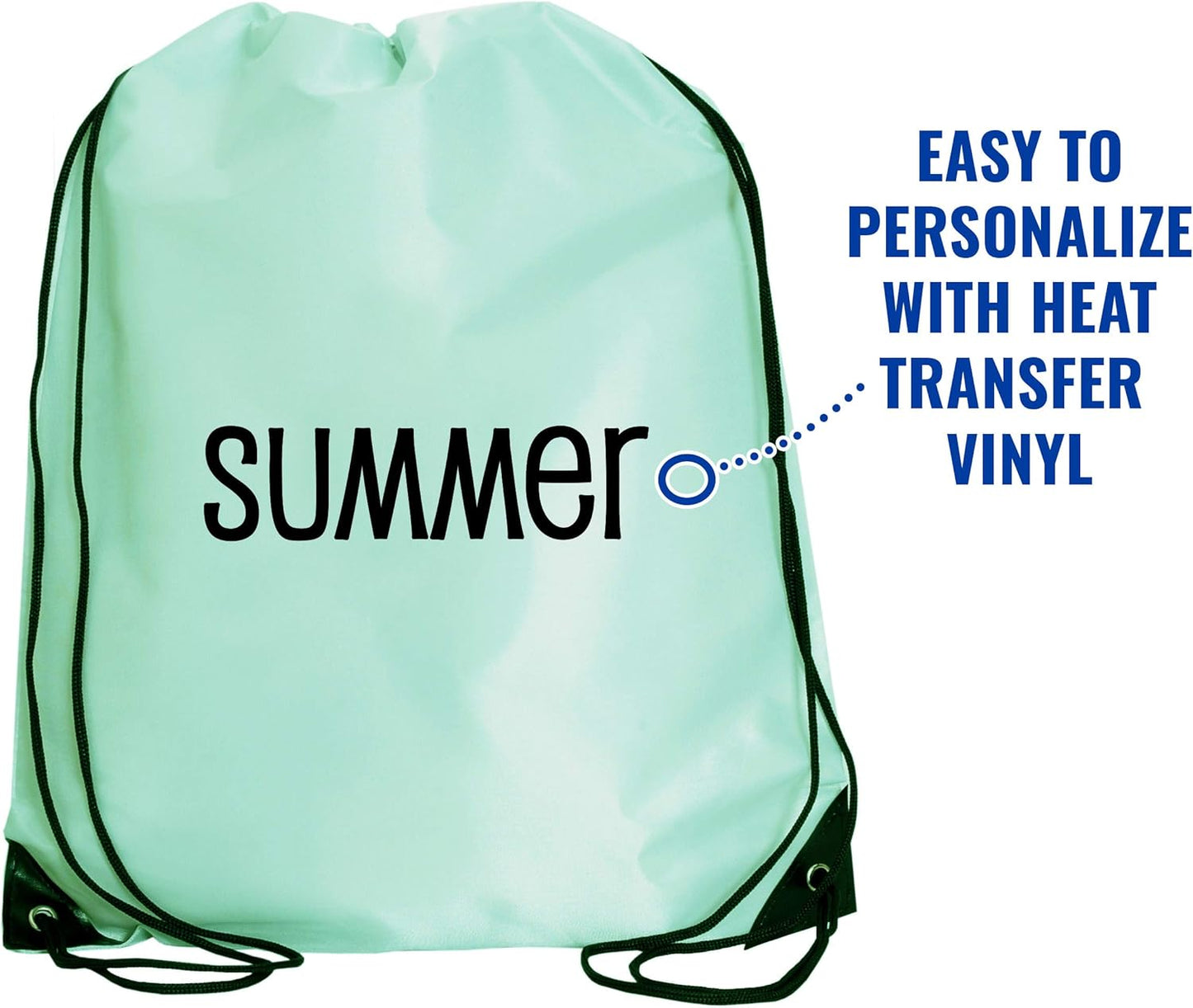 Threadart Drawstring Backpacks - Pack of 10 - Seafoam | Sports Cinch Sack String Backpack | For Gym, Storage, & Travel | Large 15" x 18.5" Size