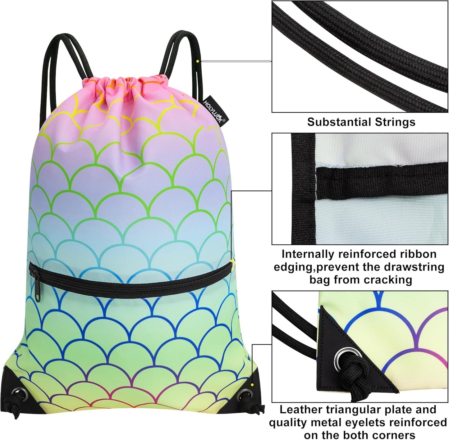 HOLYLUCK Drawstring Backpack Bag Sport Gym Sackpack