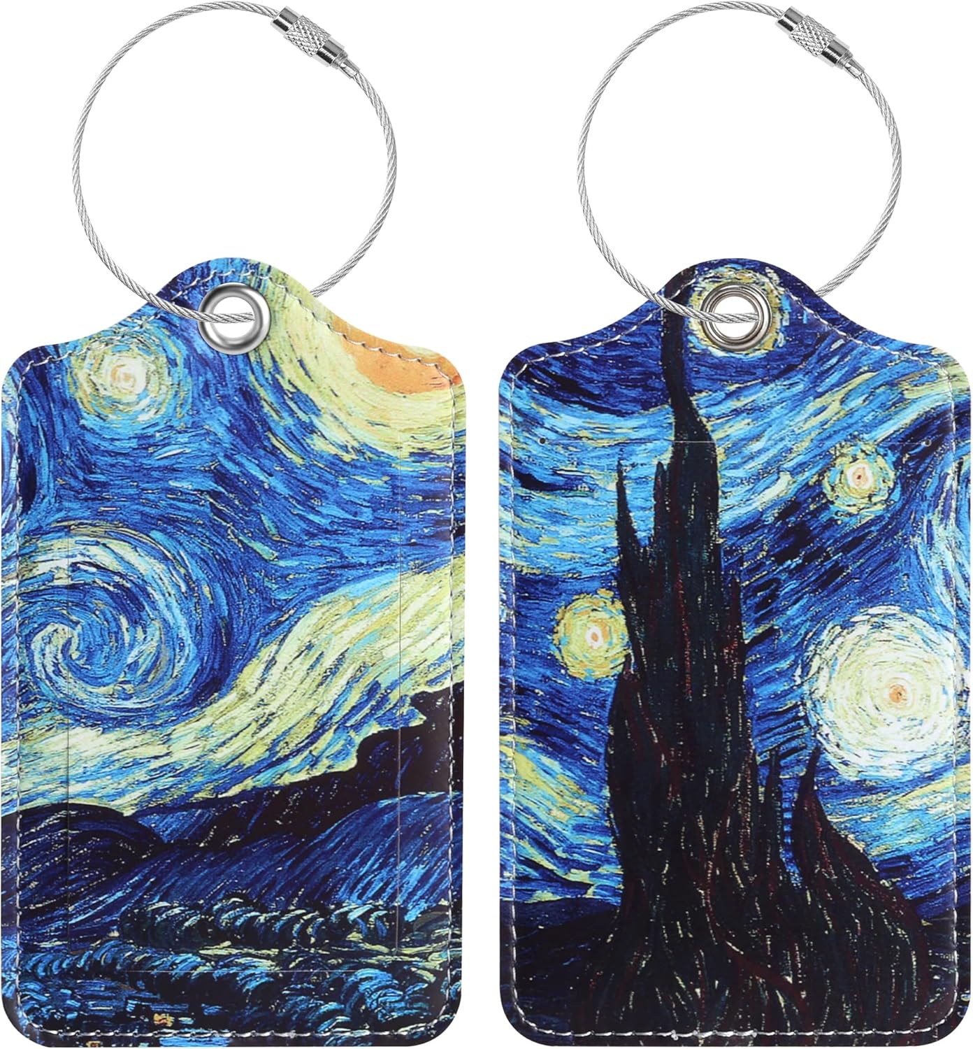Luggage Tags for Suitcases, 2 Pack Cute PU Leather Luggage Tag TSA Approved with Stainless Steel Loop and Address Card Baggage Tag for Travel&Hotel Stays&Cruise Ships&Shipping and Mailing