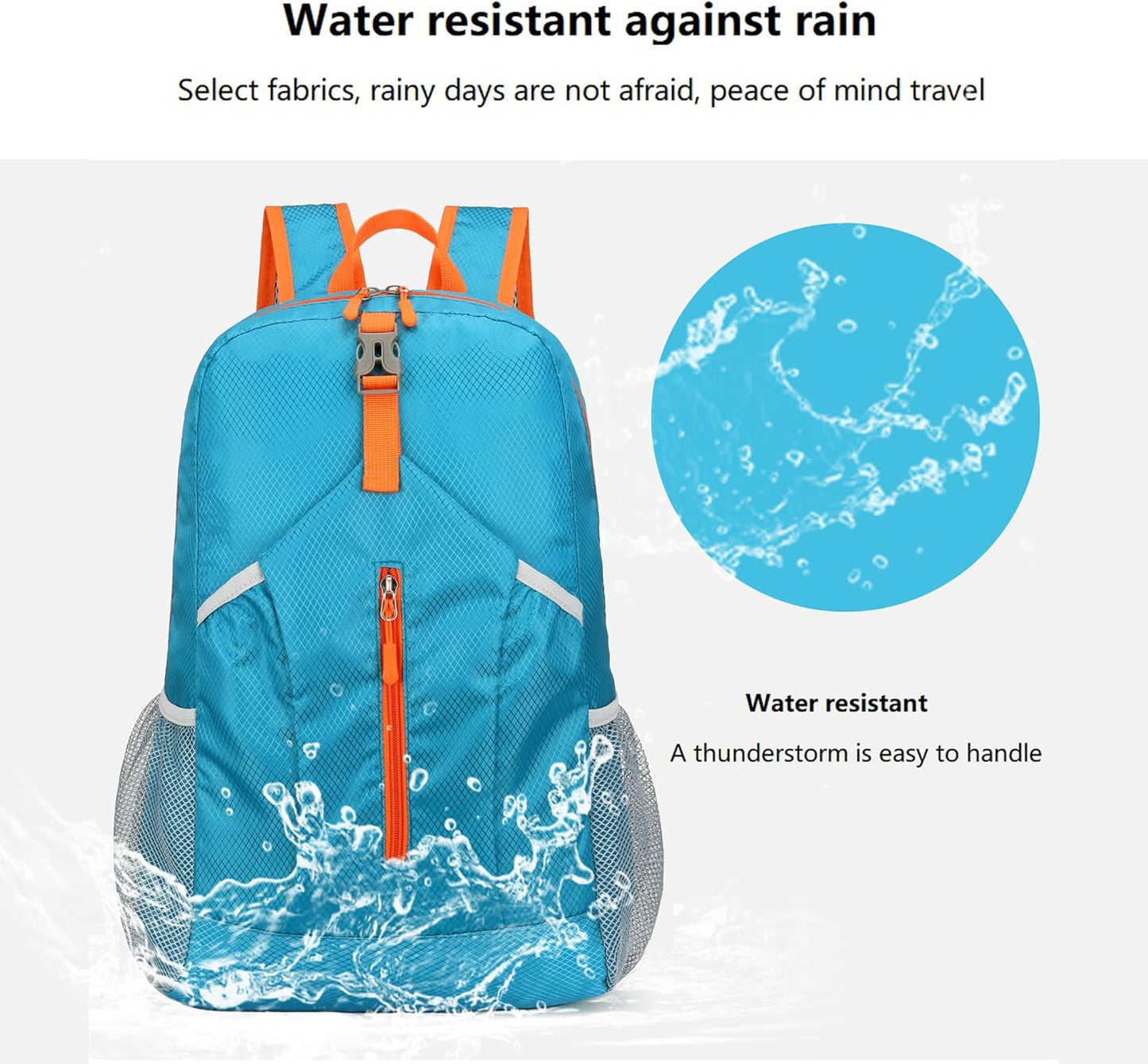 25L Foldable Hiking Backpack Lightweight Packable Basic-Daypack Collapsible Bag Water-Resistant Travel Men Women Camping Cycling Outdoor (Blue)