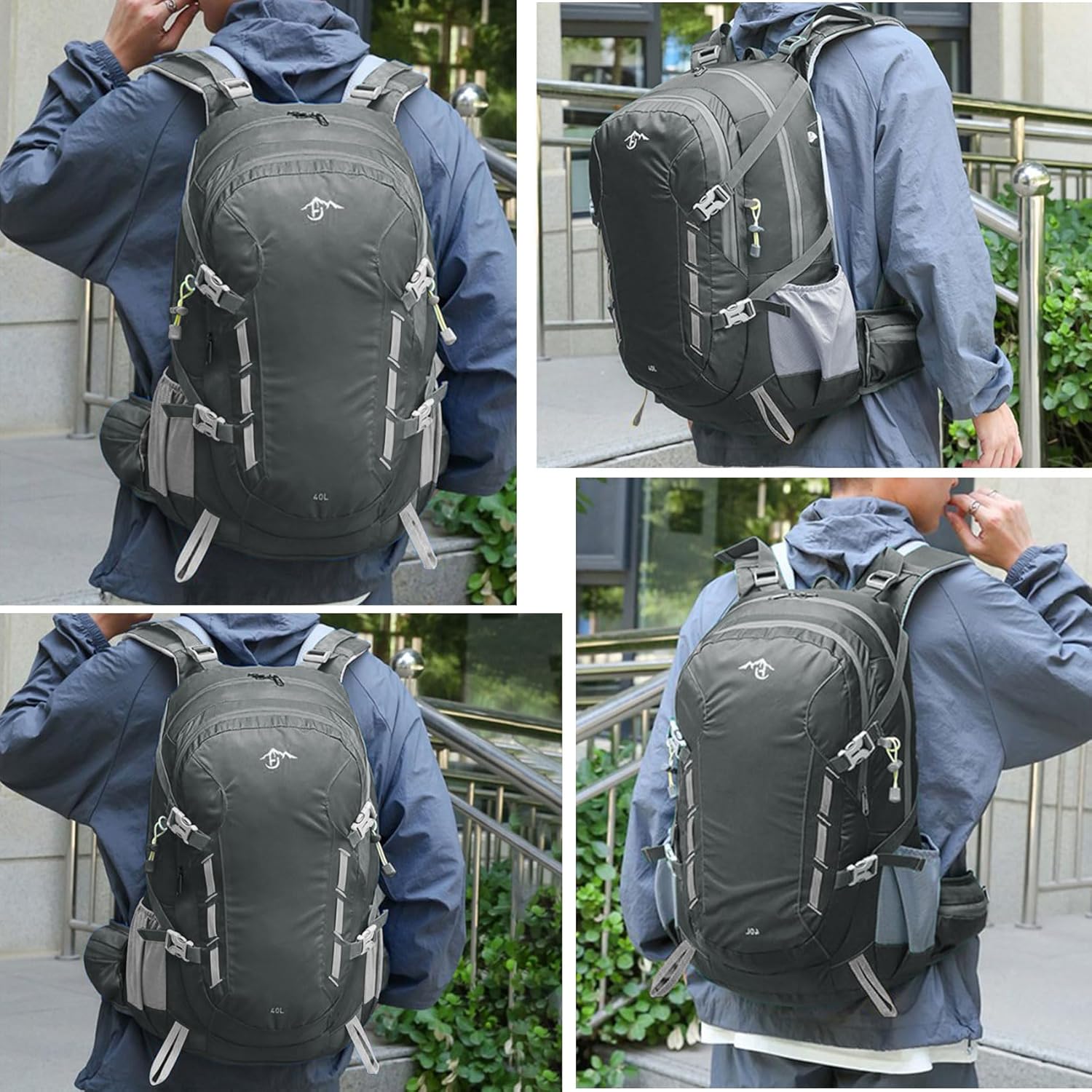 Long Keeper 40L Hiking Backpack Camping Daypack with Waterproof Rain Cover Lightweight Outdoor