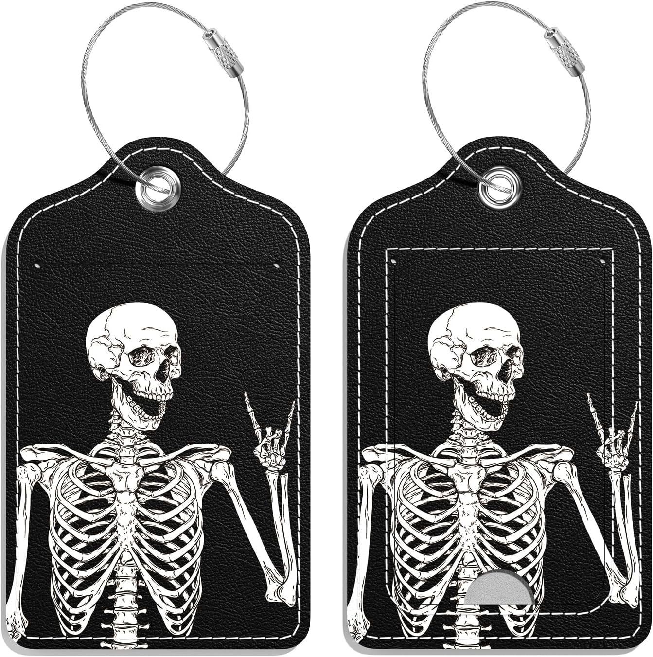 Luggage Tags for Suitcase, 2 Pack PU Leather Travel Cruise Luggage Tag with Privacy Flap, Name ID Label and Metal Loop for Women Men Girls Suitcase Baggage Bag Backpack, Stay Optimistic