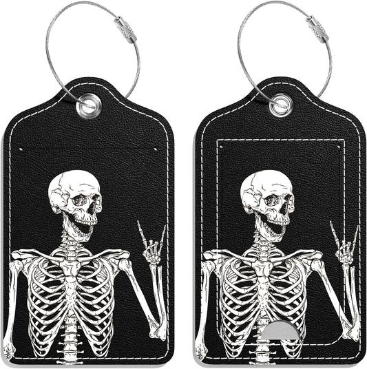 Luggage Tags for Suitcase, 2 Pack PU Leather Travel Cruise Luggage Tag with Privacy Flap, Name ID Label and Metal Loop for Women Men Girls Suitcase Baggage Bag Backpack, Stay Optimistic