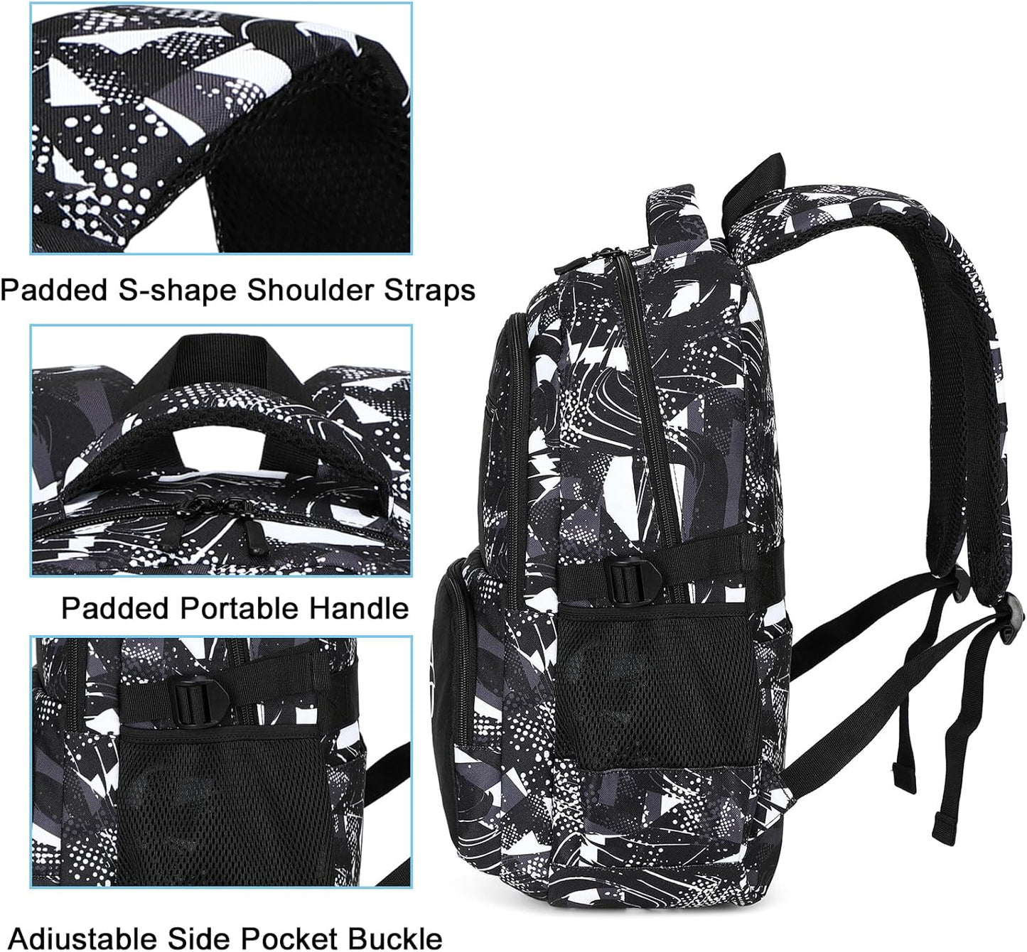 Bluboon School Backpack for Boys Kids Teens 15″ Laptop Bookbag with Lunch Bag Pencil Case Elementary Middle School Daypack