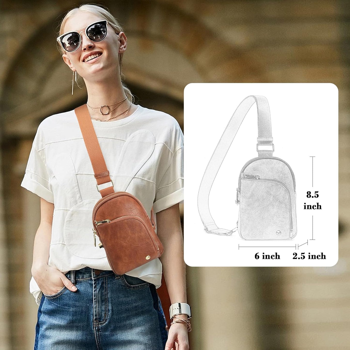 INICAT RFID Blocking Sling Bag Anti Theft Crossbody Bags for Women Travel Fanny Pack Cross Body for Woman Chest Bag