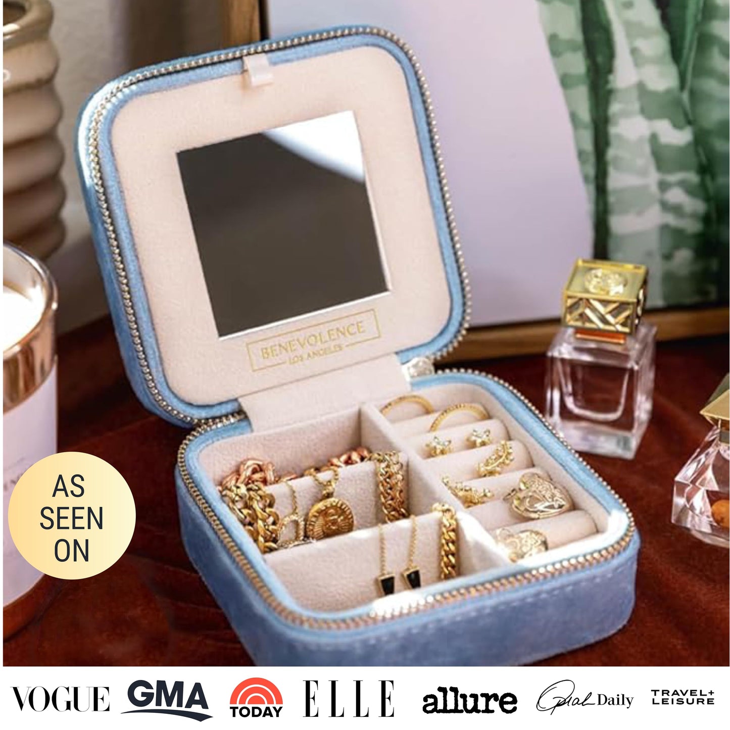 Benevolence LA Plush Velvet Travel Jewelry Box – Featured in Oprah's Favorite Things – Jewelry
