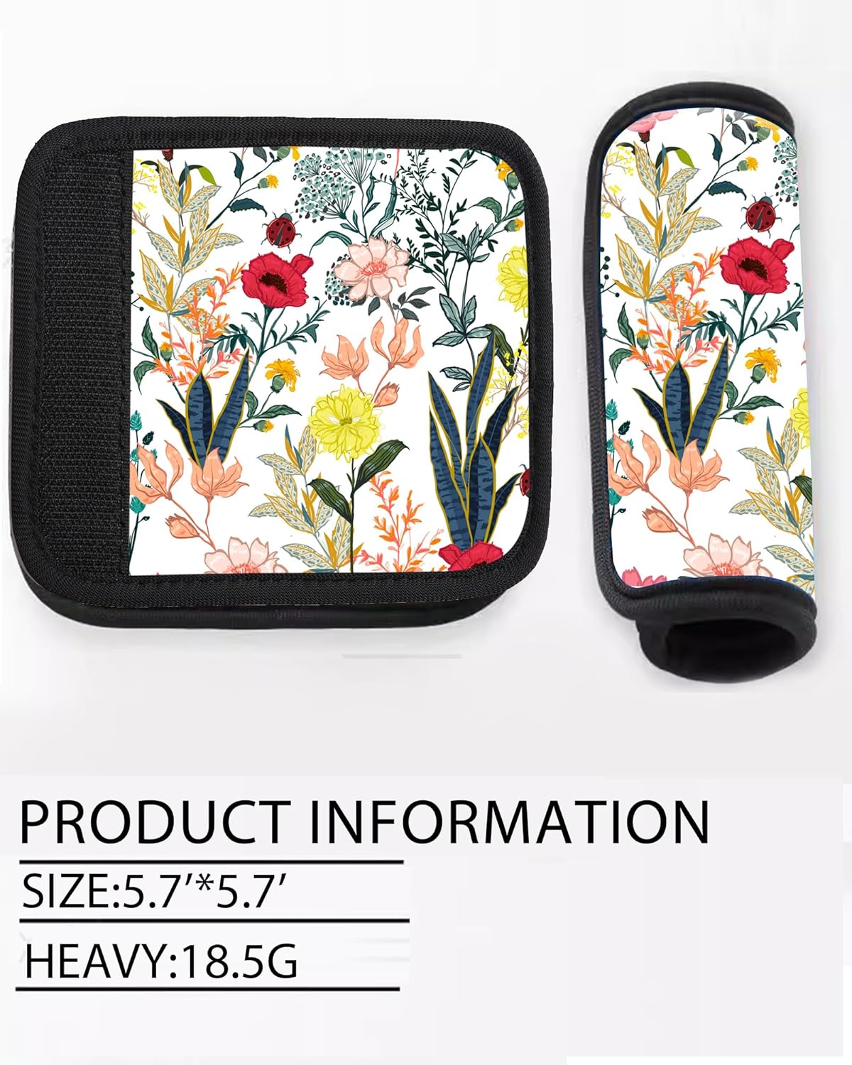 2 Pack Luggage Handle Wrap Travel Tags - Set of Luggage Tags for Suitcases, Identifiers, Marker, and Handle Covers - Cruise Accessories and Travel Gifts（Beautiful Colorful Floral