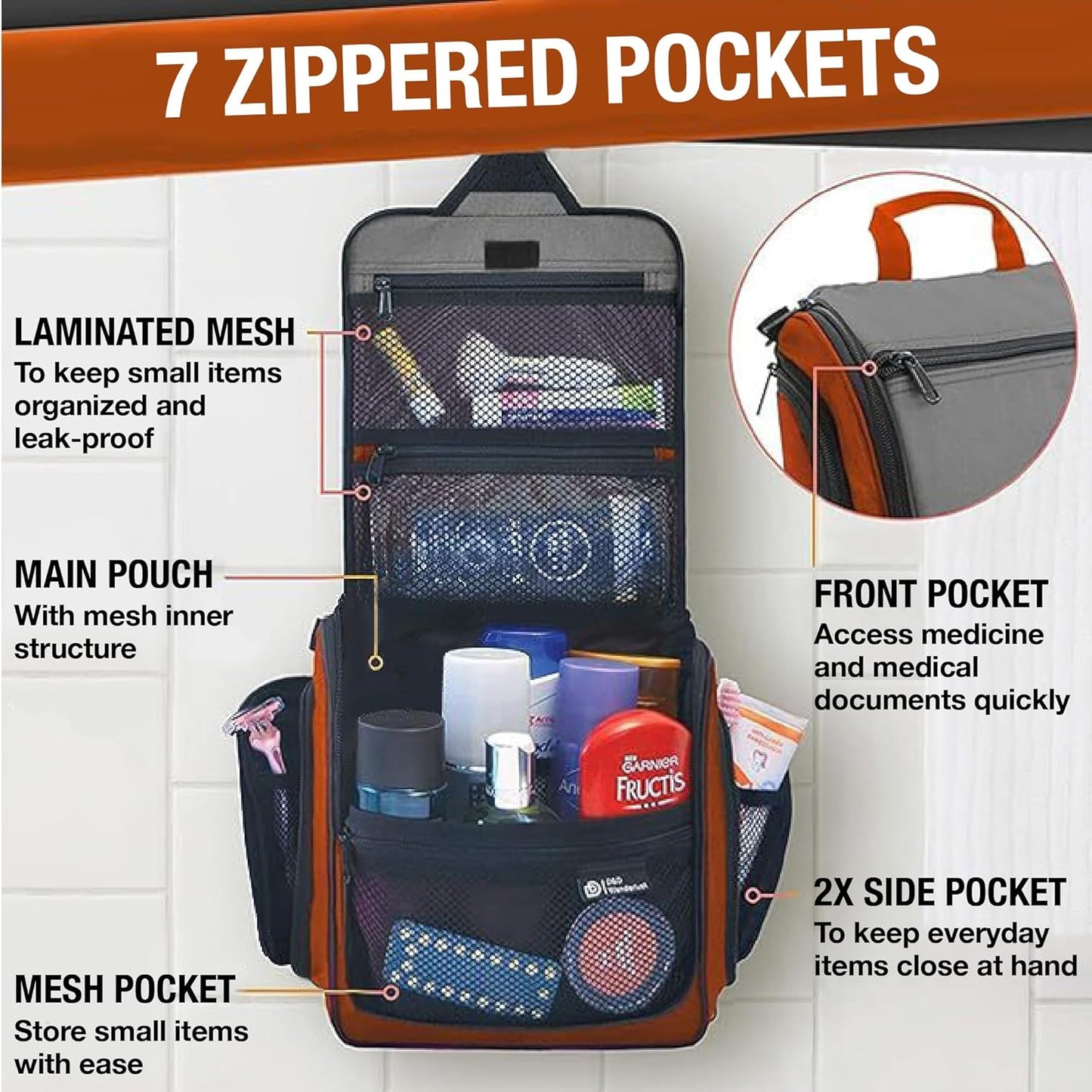 DD D&D Wanderlust D&D Hanging Travel Toiletry Bag for Men and Women – Cosmetics, Makeup and