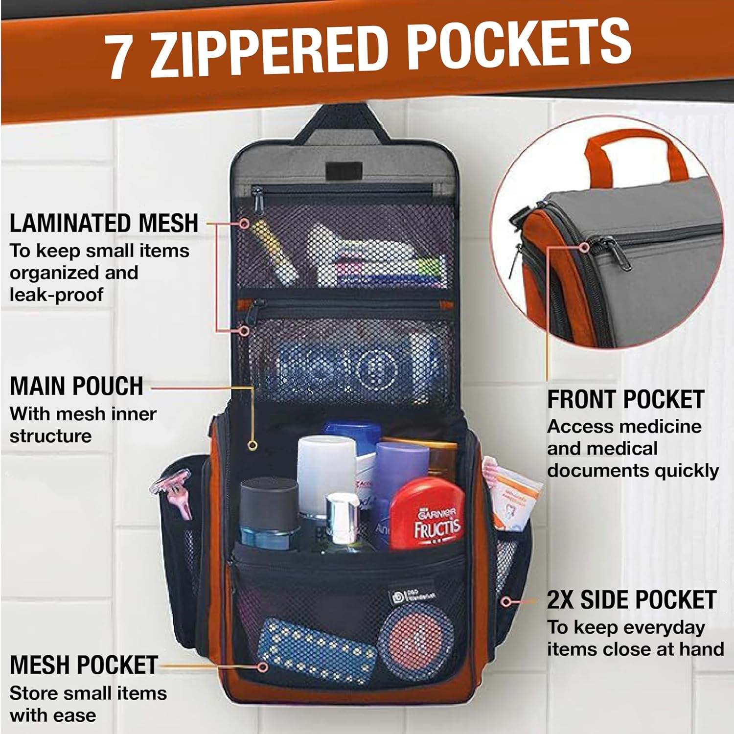 DD D&D Wanderlust D&D Hanging Travel Toiletry Bag for Men and Women – Cosmetics, Makeup and