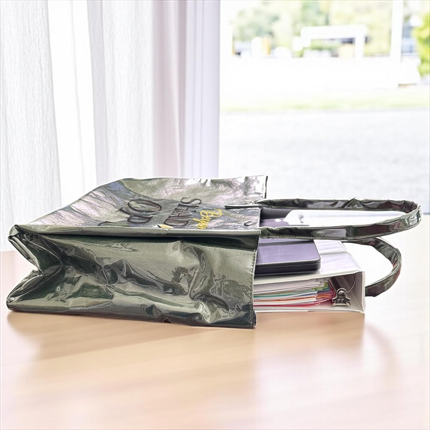 Beyond Shadow Ops™ Tote – Luxe Collection Army Green Military-Inspired Makeup & Travel Bag, Spacious Organizer Tote with PVC Exterior, Sturdy Handles & 2 Exterior Pockets