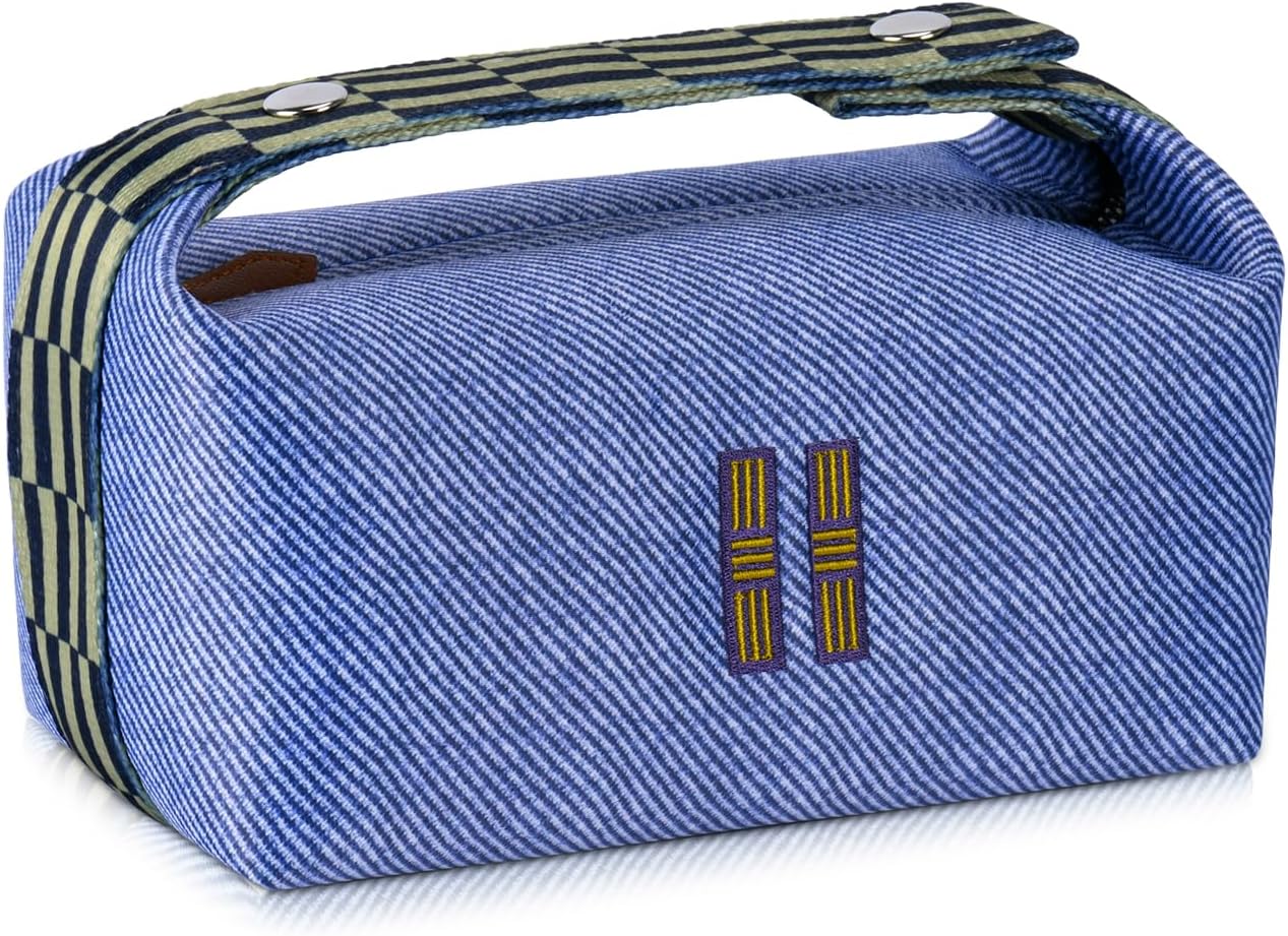 Fashion Makeup Bag for Women, Orange Red Canvas Make up Travel Bag, Hanging Cosmetic Bag Organizer