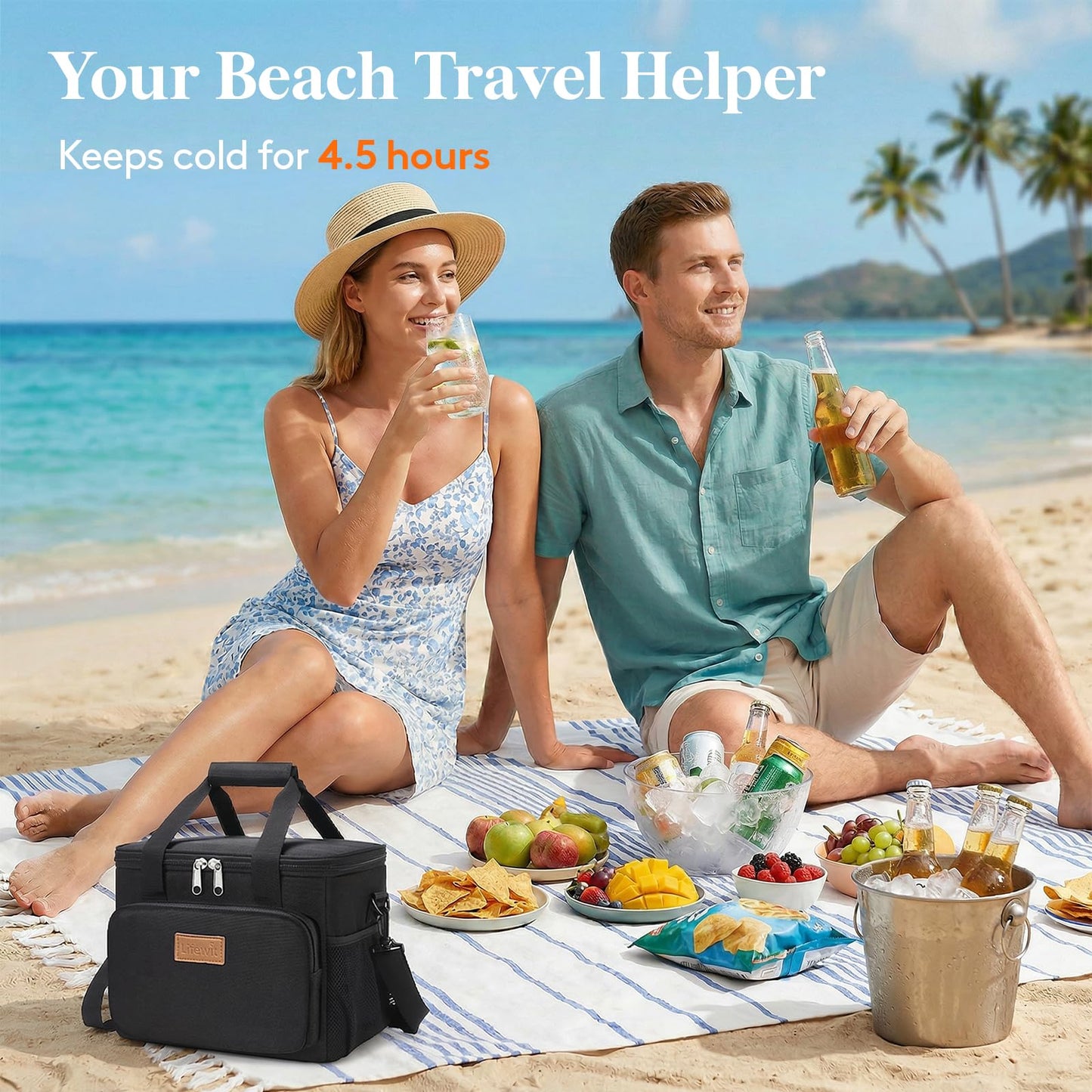 Lifewit Medium Lunch Bag, Insulated Lunch Box, Soft Cooler Cooling Tote for Adult Men Women, Black