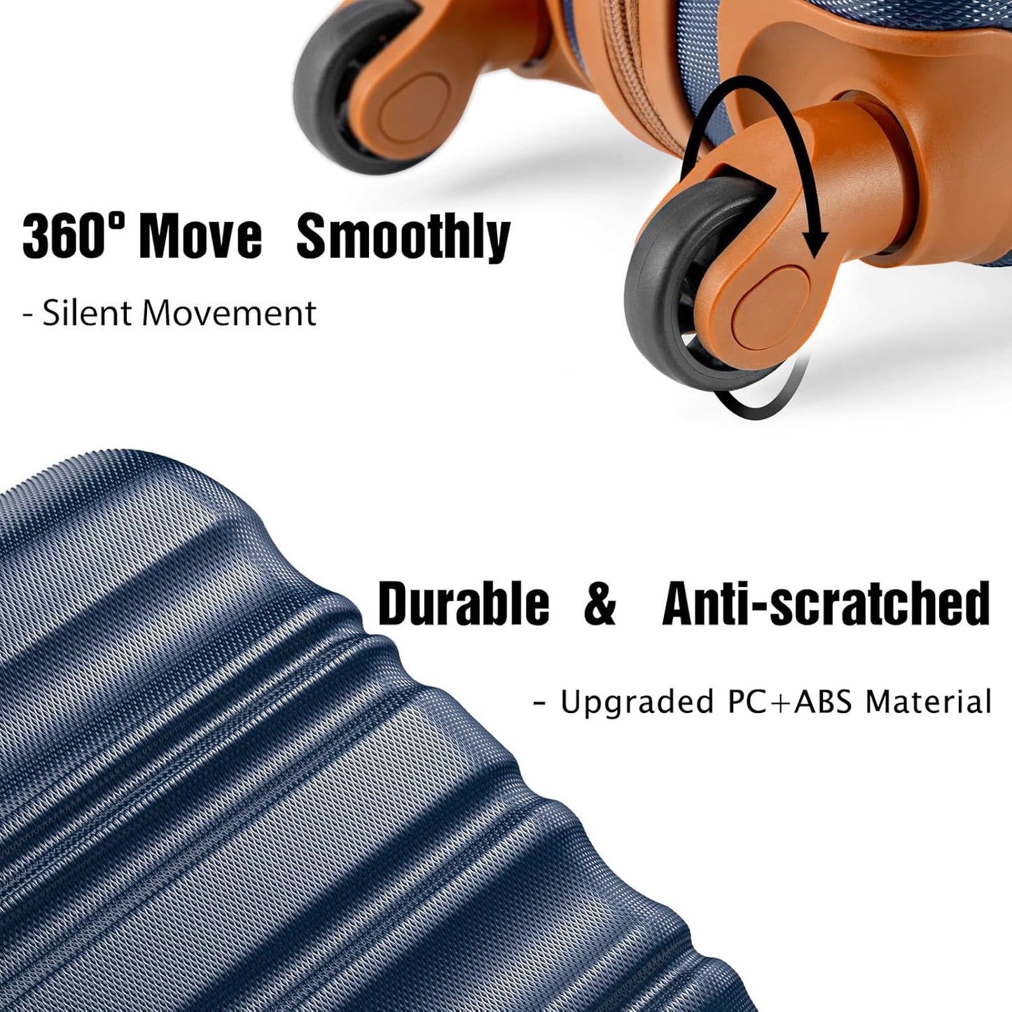 LONG VACATION Carry On Luggage Sets 3 Piece 20 Inch Suitcase Set, ABS+PC Hardshell Lightweight Travel Luggage with Spinner Wheels & YKK Zipper TSA Lock (NAVY, 20 Inch)