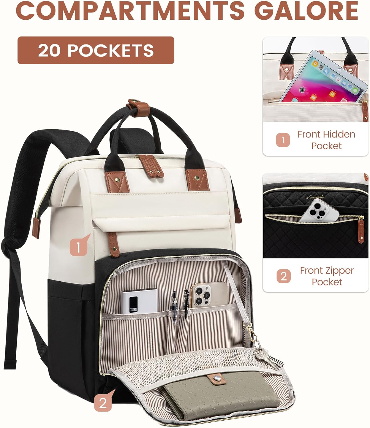 LOVEVOOK Laptop Backpack for Women, 15.6'' Waterproof Nurse Bag Teacher Work Backpack Purse for Women, Travel Computer Backpack for College Office Business Ladies