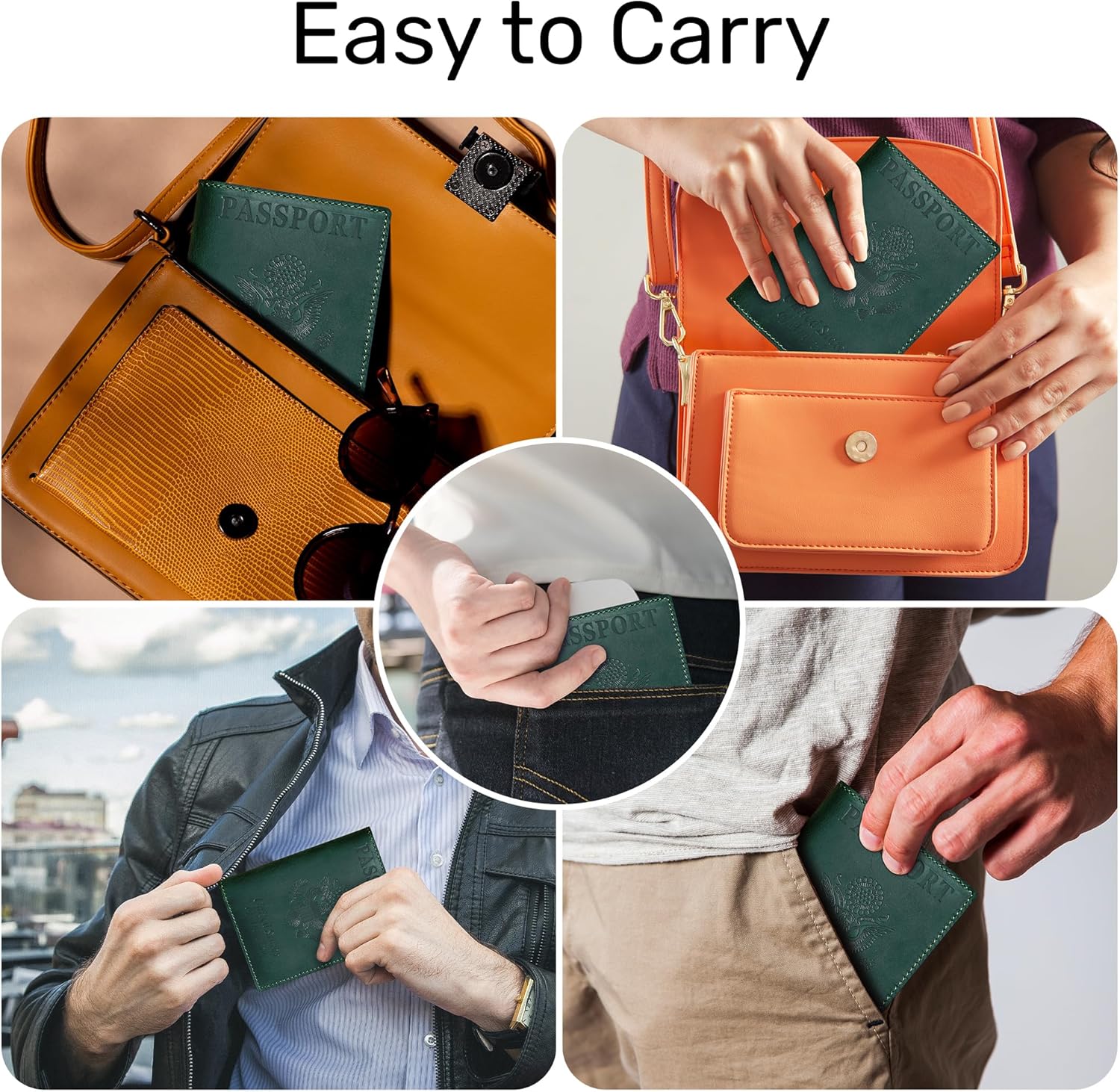 HIFA Leather Passport Holder, Handmade Passport Cover with Card and Ticket Slot - Genuine Leather