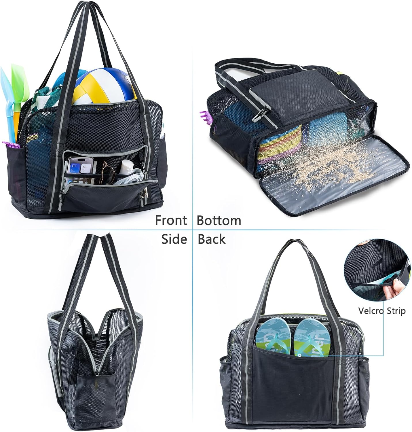 Large Mesh Beach Bag - XL Beach Tote Sandproof - Swim Bag - Large Pool Tote with Pockets for Toiletries, Towel
