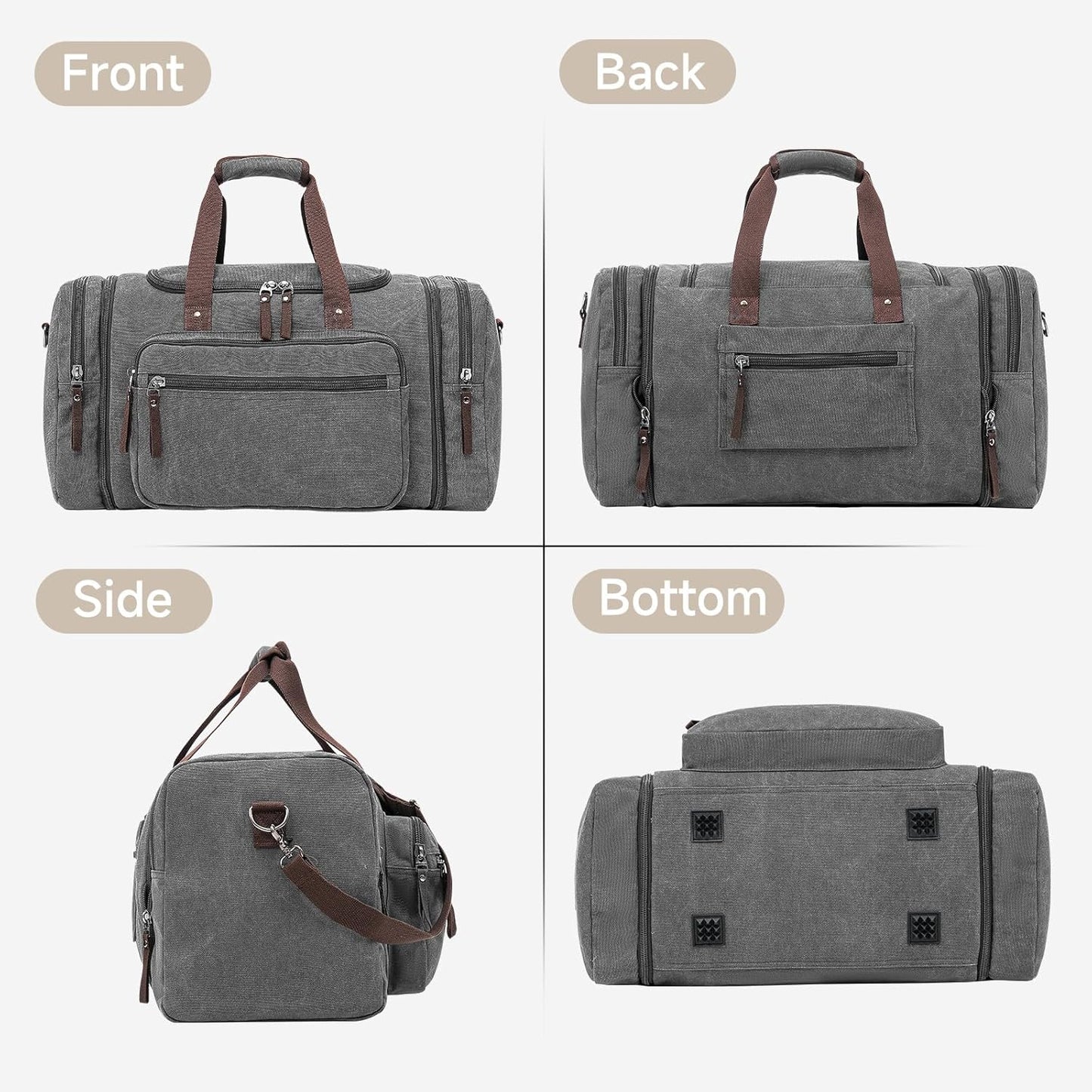 Canvas Expandable Duffle Bag for Men Traveling, Luggage Travel Bag Weekender Overnight Bag,Mens Gym