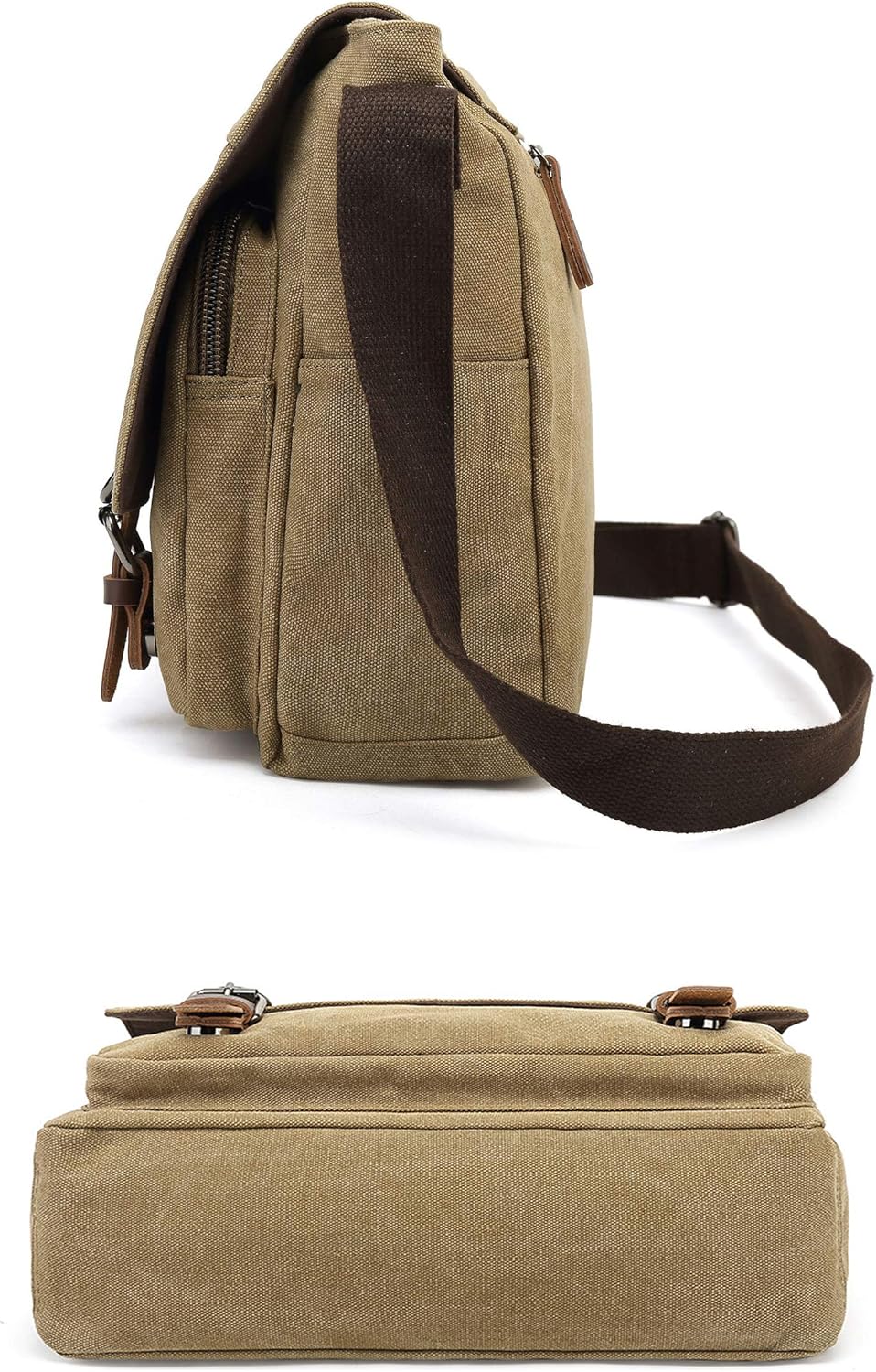 Sechunk Canvas Vintage Messenger Bag Shoulder bag Leather Large Travel Crossbody bags for men women