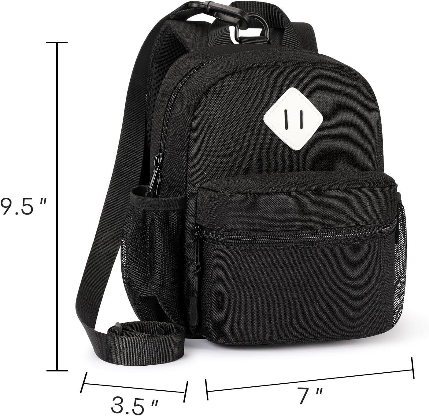 STEAMEDBUN Toddler Backpack Leash - Anti-Lost Harness Backpack for Boys Girls - 1-3 Years, Modern, Unisex, Black, 9.5" x 7" x 3.5", 5L, Polyester, Zipper, Solid, 4 Pockets, Machine Wash