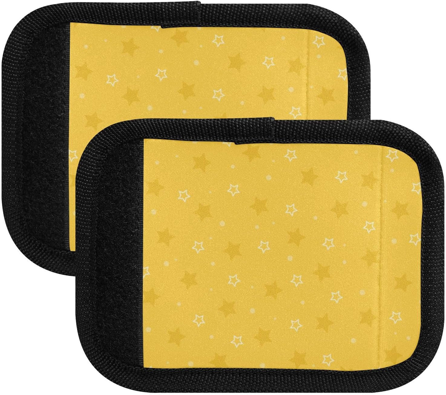 2 PC Luggage Handle Wrap Luggage Handle Covers Tags for Suitcase Bags Travel Luggage Handle Identifier Gripper Yellow Stars