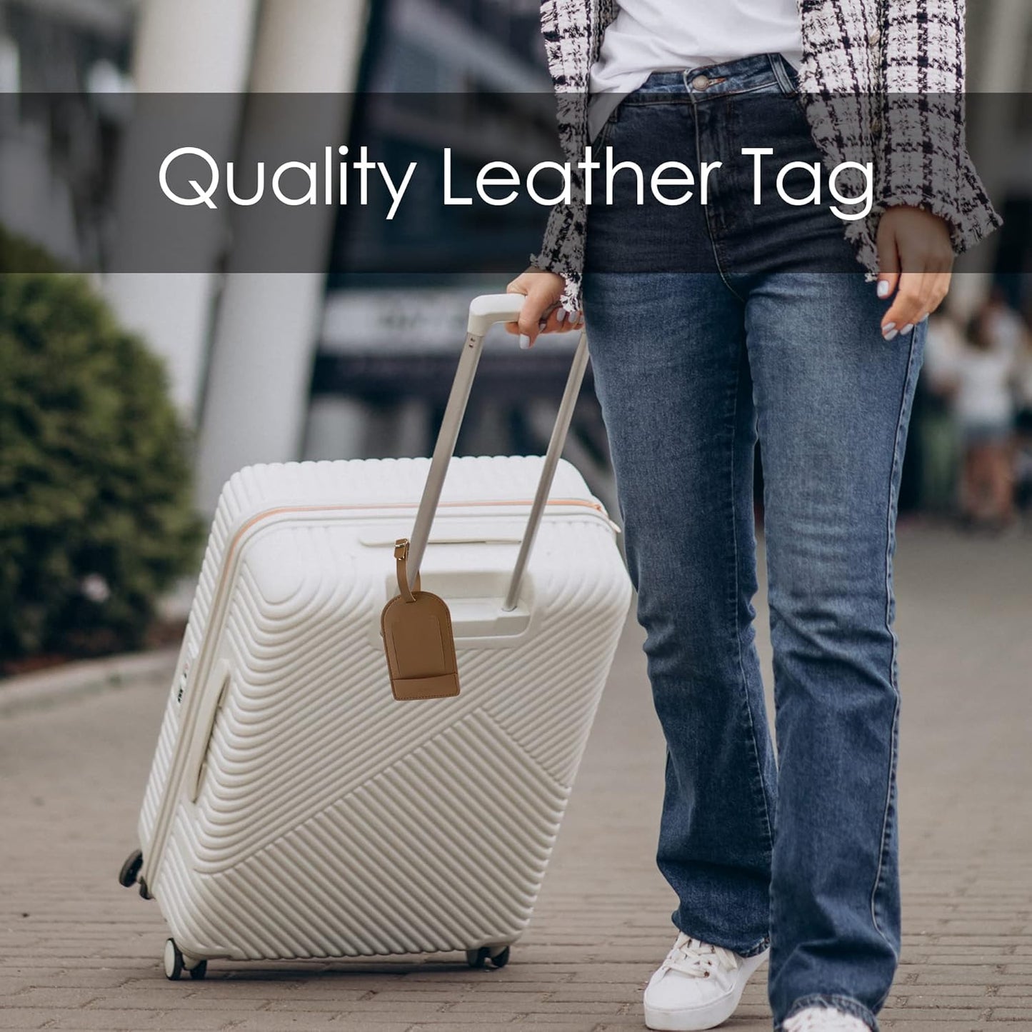 Faux Leather Luggage Tags for Suitcase Tag Set Privacy Protection with Identifie Name Lable ID Card Baggage tag for Men Women Travel Accessories, 2/4 Pack (LT07-Brown1)