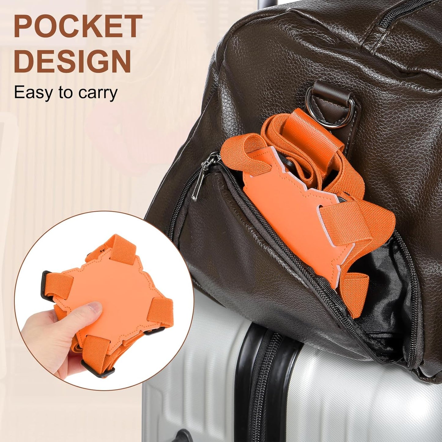 MECCANIXITY Luggage Strap Bag Bungee Elastic Suitcase Adjustable Belt for Suitcases Add A Bag Easy to Travel, Orange