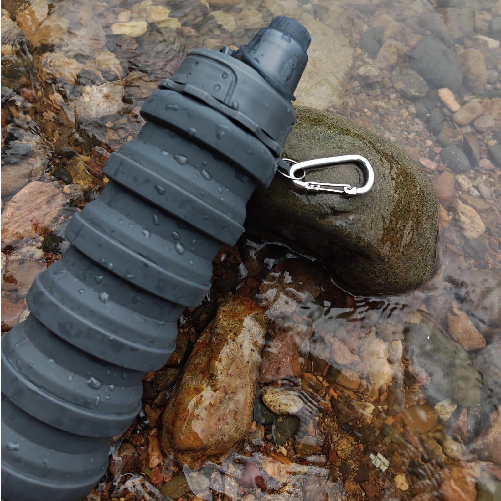YCTMALL Collapsible Water Bottles Two Pack Travel Sports Portable Sport Water Bottle comes with