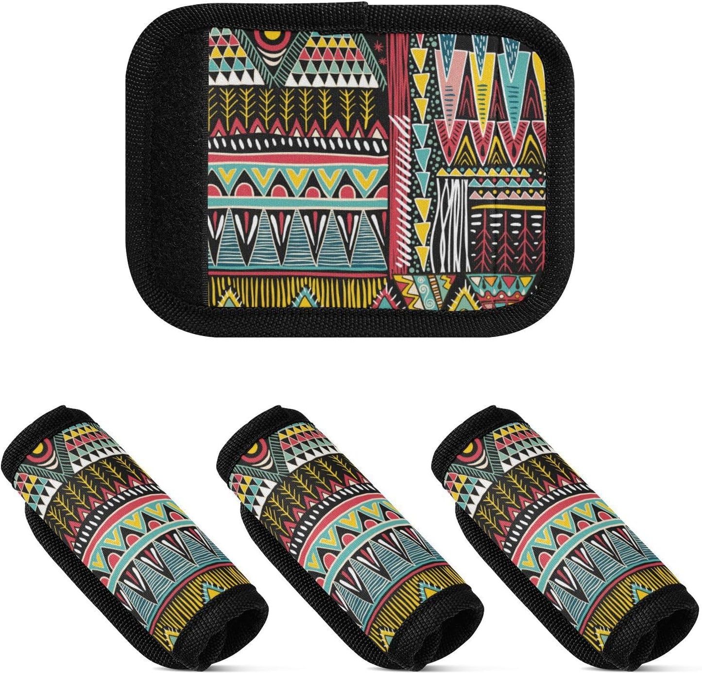 4Pcs Luggage Handle Wrap Suitcase Identifier Handle Covers Tags Soft Travel Bags Luggage Handle Gripper Accessories for Airplane Flying Retro Boho