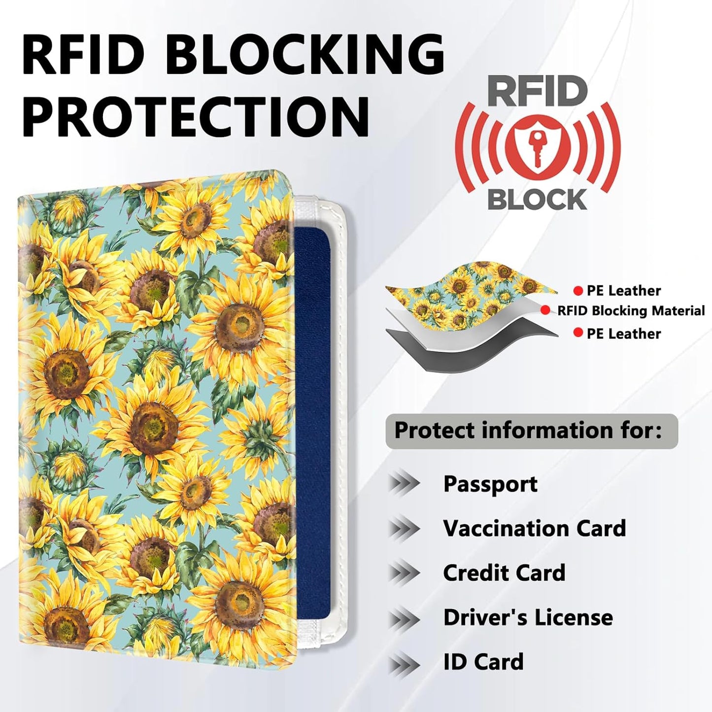 Passport Holder for Travel, Cute Passport Cover for Women Men, Waterproof PU Leather Rfid Blocking Passport Wallet with Credit Card Case for Travel Family, Boys Girls Travel Essentials