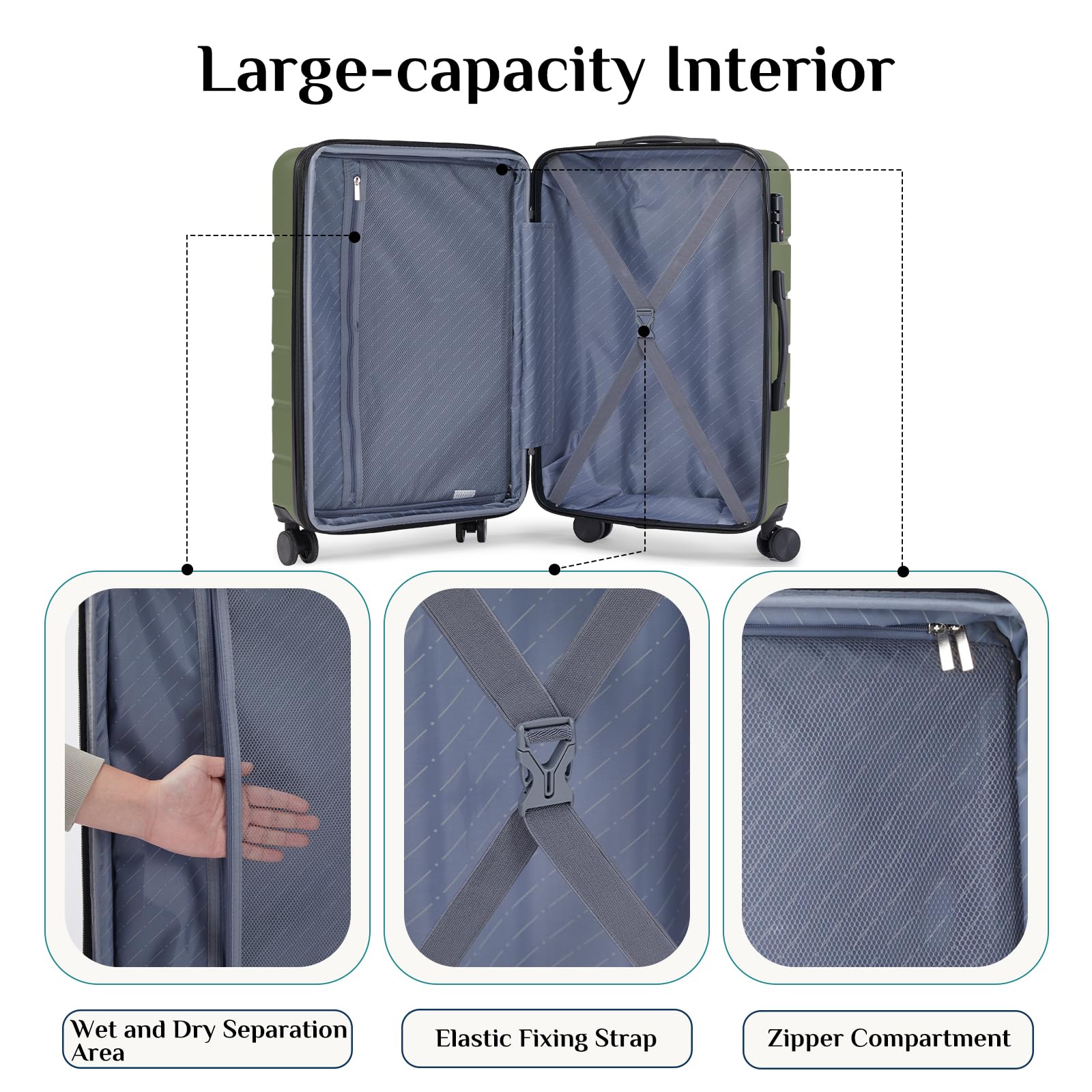 OLIXIS 20 Inch Carry-On Luggage, Hardside Suitcase with Spinner Wheels, Lightweight ABS Hard Shell