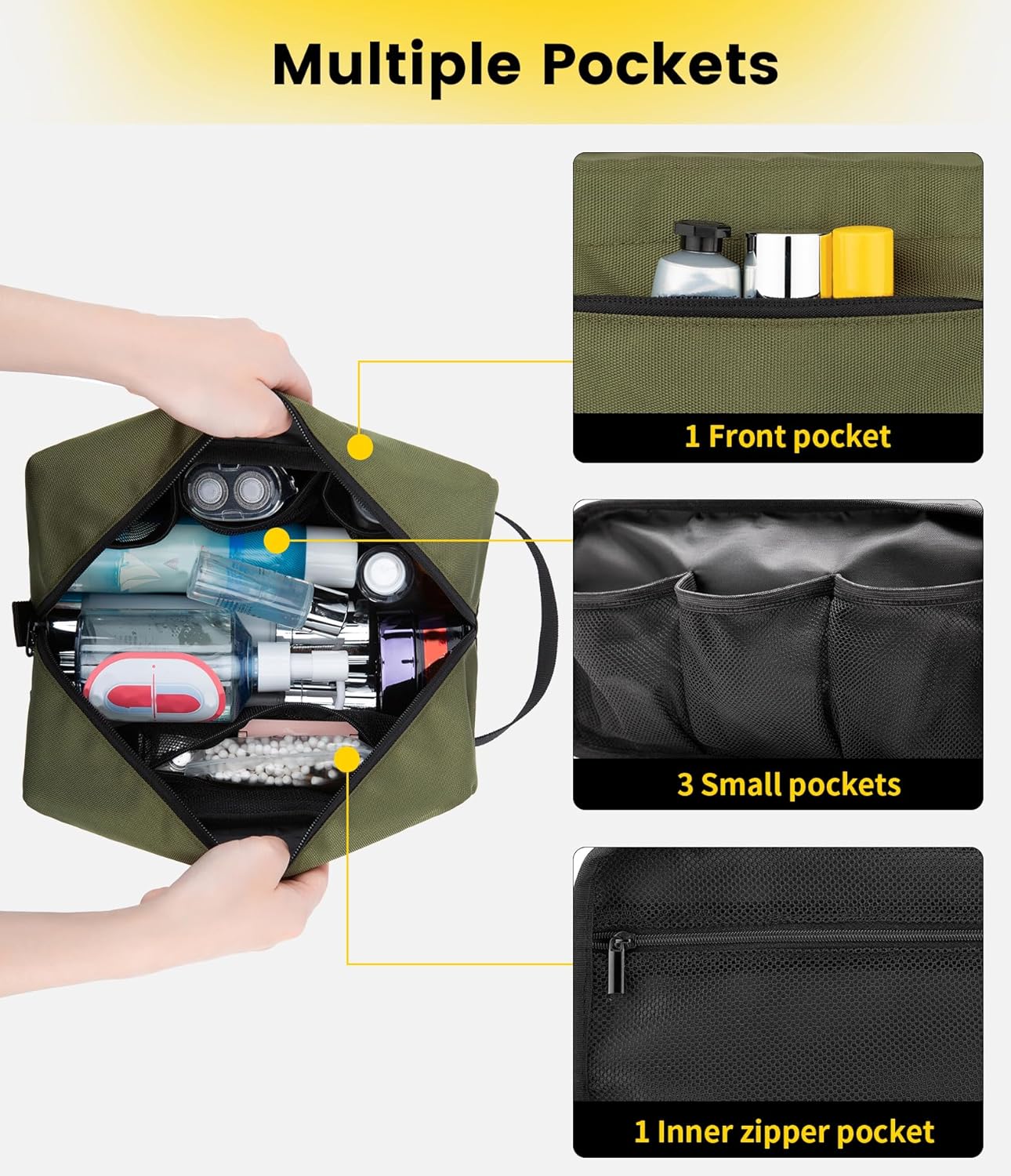 Vorspack Travel Toiletry Bag for Men - Hanging Toiletries Bag Water Resistant Travel Bag for Toiletries Accessories