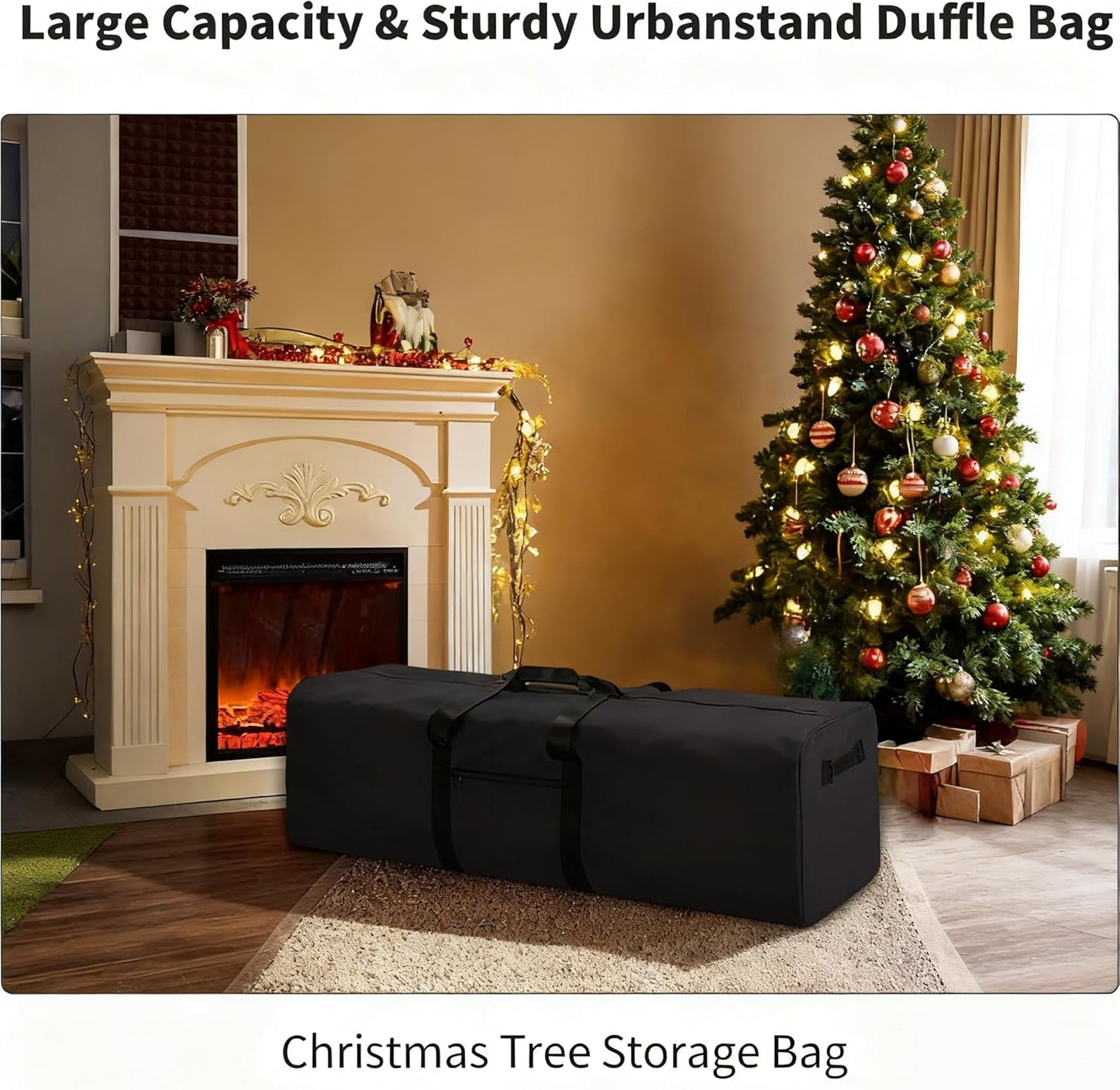 Urbanstand 48 Inch Travel Duffle Bag Extra Large Sport Equipment Duffel Bags with 2-way Lockable Zippers (Black)
