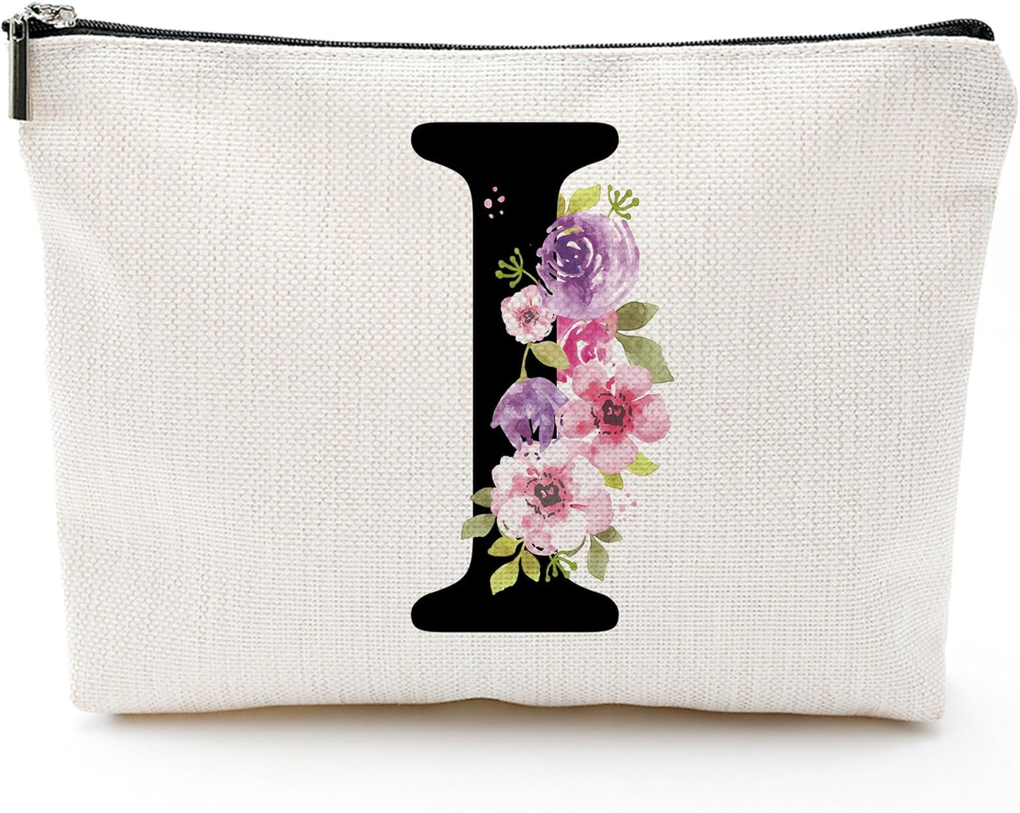 Personalized Letter I Makeup Bag for Women, Birthday Gifts for Mom, Small Zipper Pouch for Purse, Christmas Bridesmaid Friendship Gifts for Sister Daughter, Girls Weekend Gifts for Women-A09