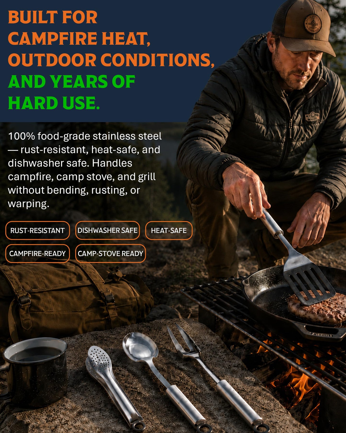 Life 2 Go 12 Pcs Camp Cooking Utensil Set & Outdoor Kitchen Gear Cookware Kit, Portable Compact