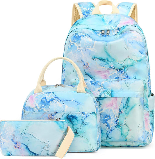 LEDAOU Backpack for Girls School Bag Kids Bookbag Teen Backpack Set Daypack with Lunch Bag and Pencil Case