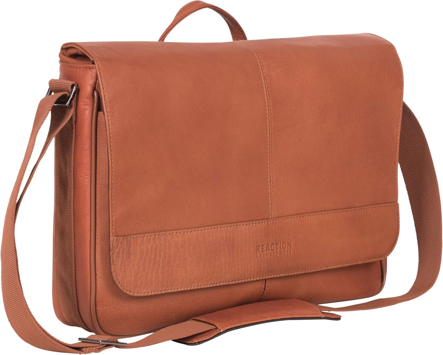 Kenneth Cole REACTION Risky Business Messenger Full-Grain Colombian Leather Crossbody Laptop Case &