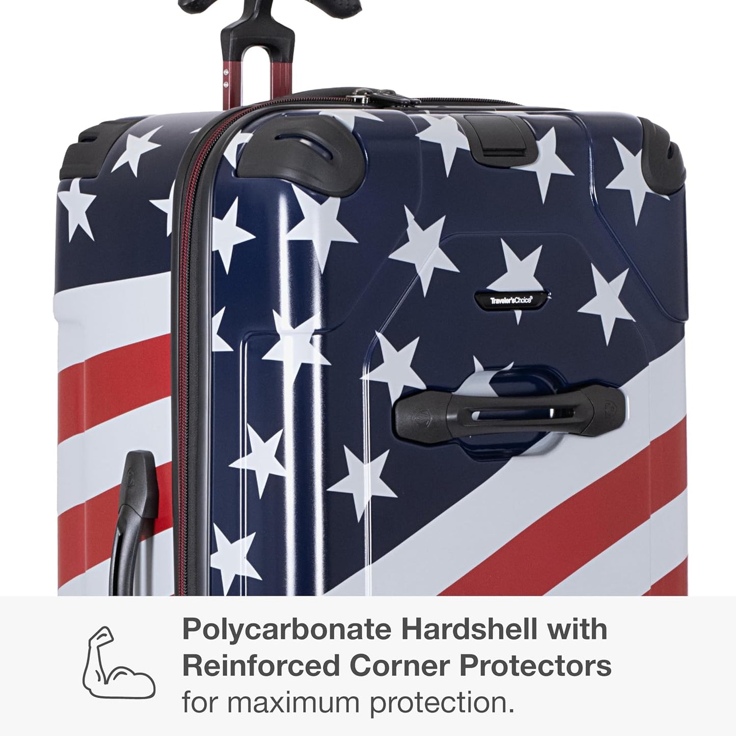 Traveler's Choice Maxporter II Hardside Polycarbonate Spinner Wheels, American Flag, 30" Trunk Luggage