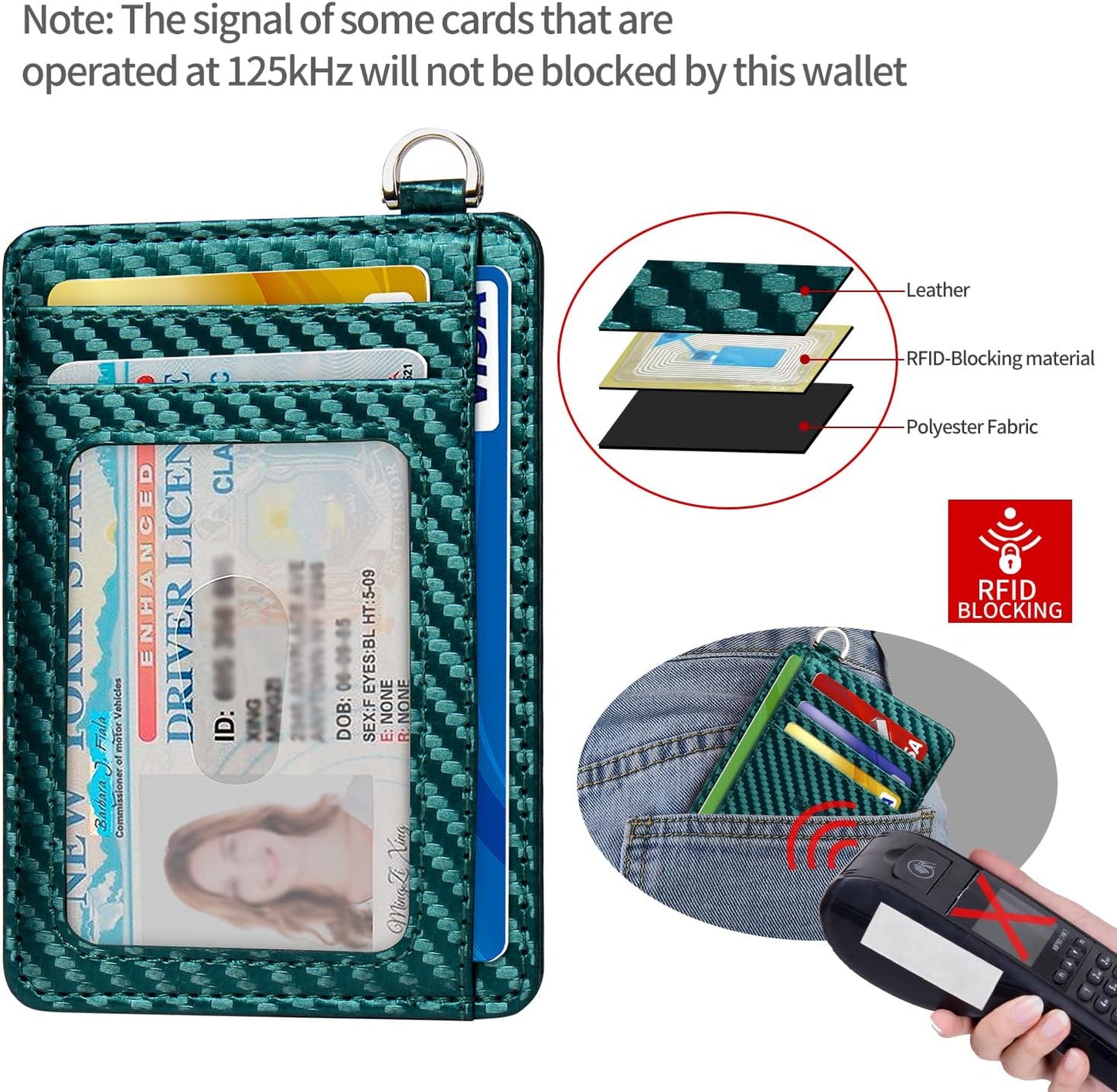 EcoVision Slim Minimalist Front Pocket Wallet, RFID Blocking Credit Card Holder Wallet with Detachable D-Shackle for Men Women