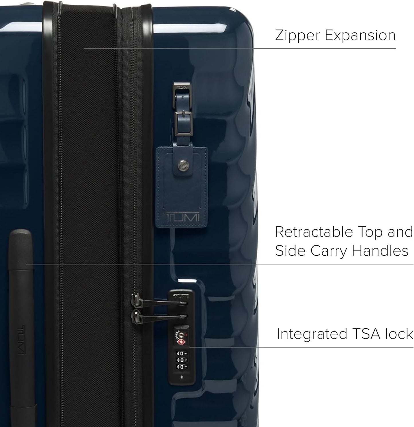 TUMI - 19 Degree Extended Trip Expandable 4 Wheel Packing Case - Durable Hard Shell Zipper Expansion Checked Bag - Suitcase - Navy