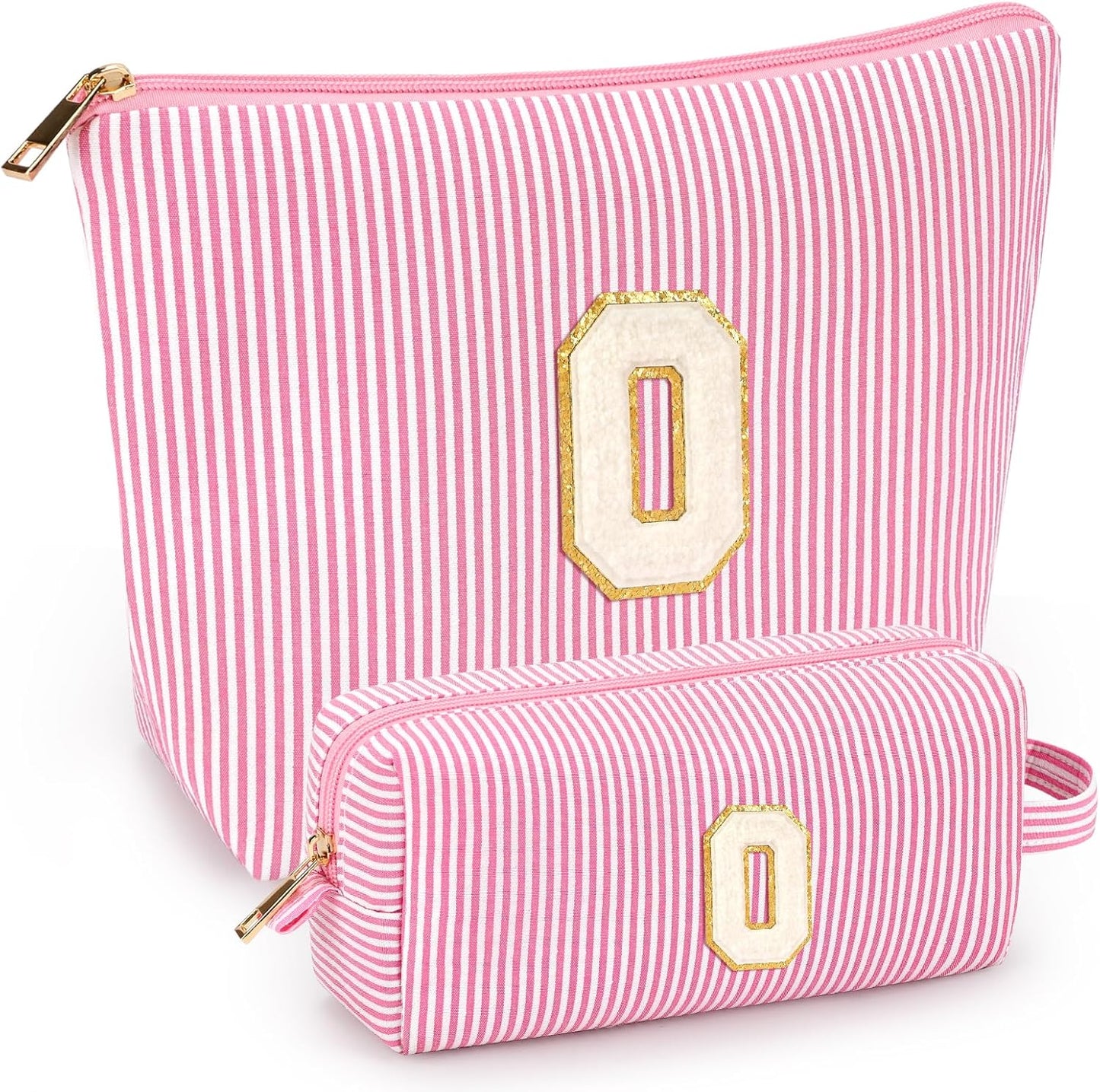 2 PCS Initial Makeup Bags for Women: Cosmetic Bag for Travel Toiletry - Birthday Gifts for 11 12 13