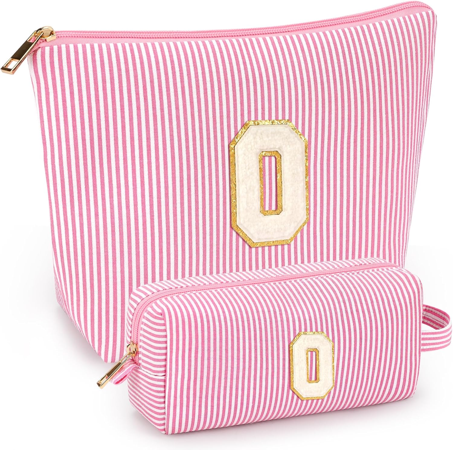 2 PCS Initial Makeup Bags for Women: Cosmetic Bag for Travel Toiletry - Birthday Gifts for 11 12 13