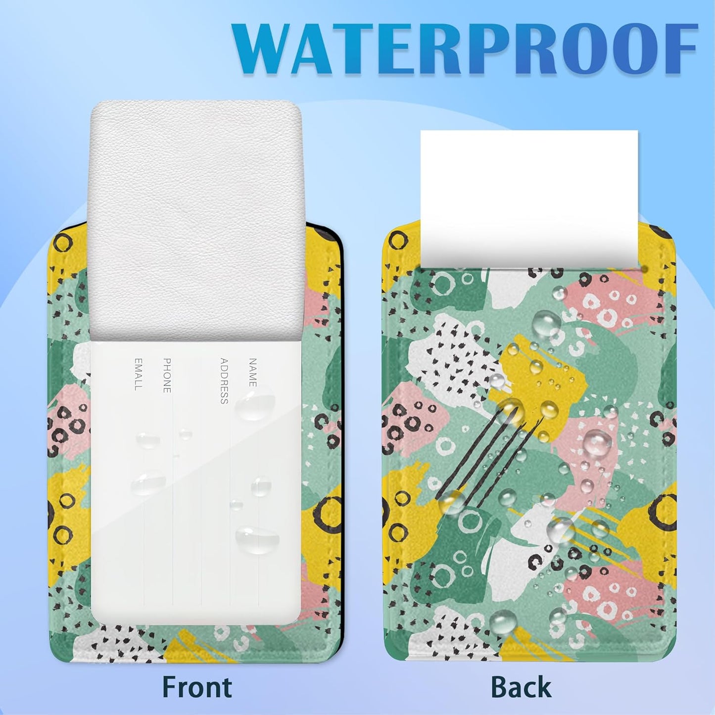Colorful Abstract Painting 2 Pack Luggage Tag for Suitcase, Cute Unique Leather Bag Tags Identifiers Privacy Cover ID Label with Durable Steel Loop for Women Men Kids Girls Travel