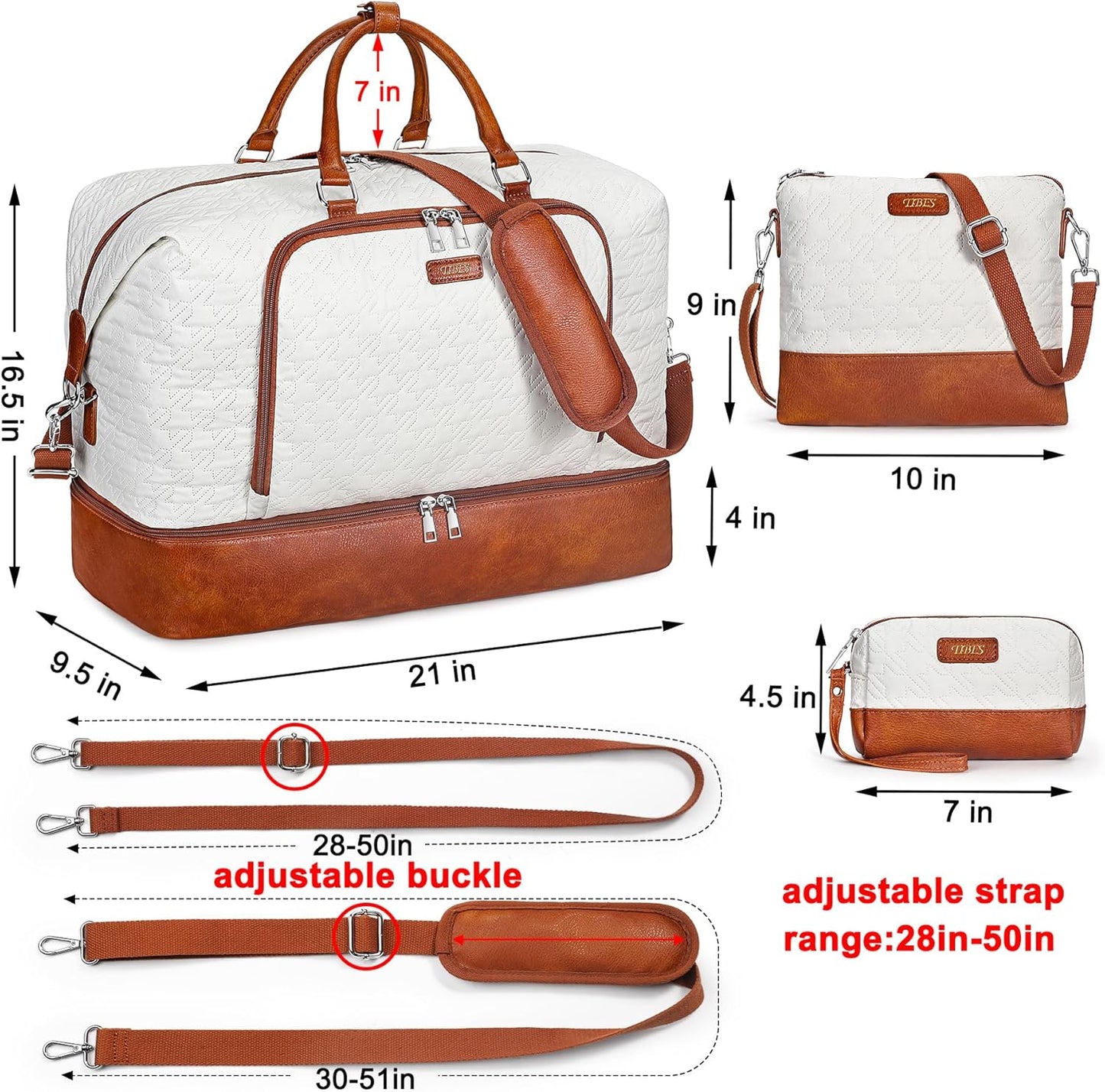 Travel Weekender Bag for Women, Overnight Bag with Shoe Compartment Oversized Travel Duffel Bag Carry On Tote 21"