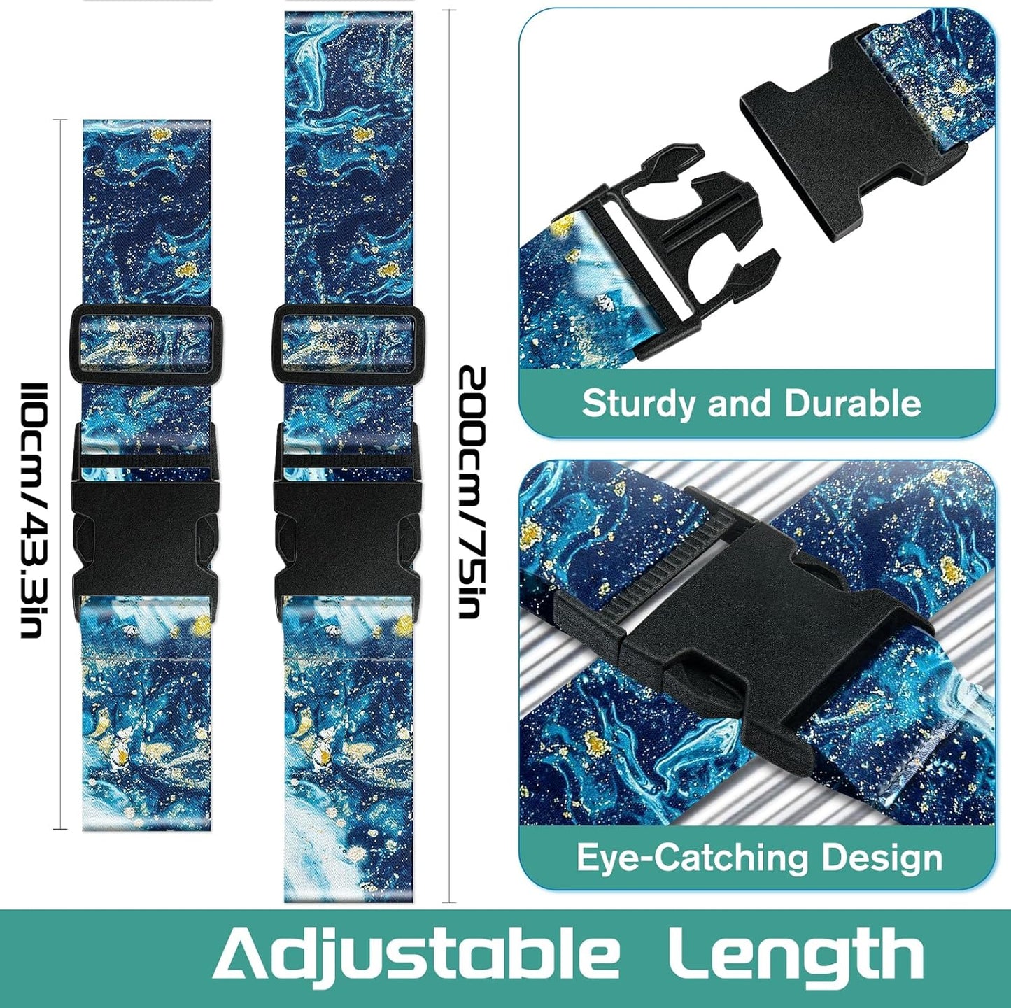 Slohif Luggage Straps for Suitcases Travel Belt Accessories Luggage Connector Identifiers Over