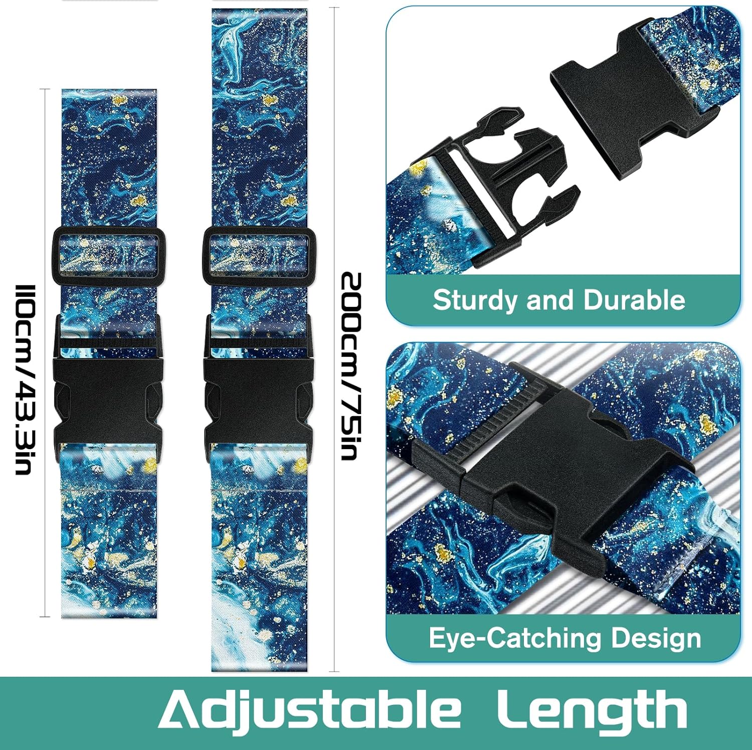 Slohif Luggage Straps for Suitcases Travel Belt Accessories Luggage Connector Identifiers Over