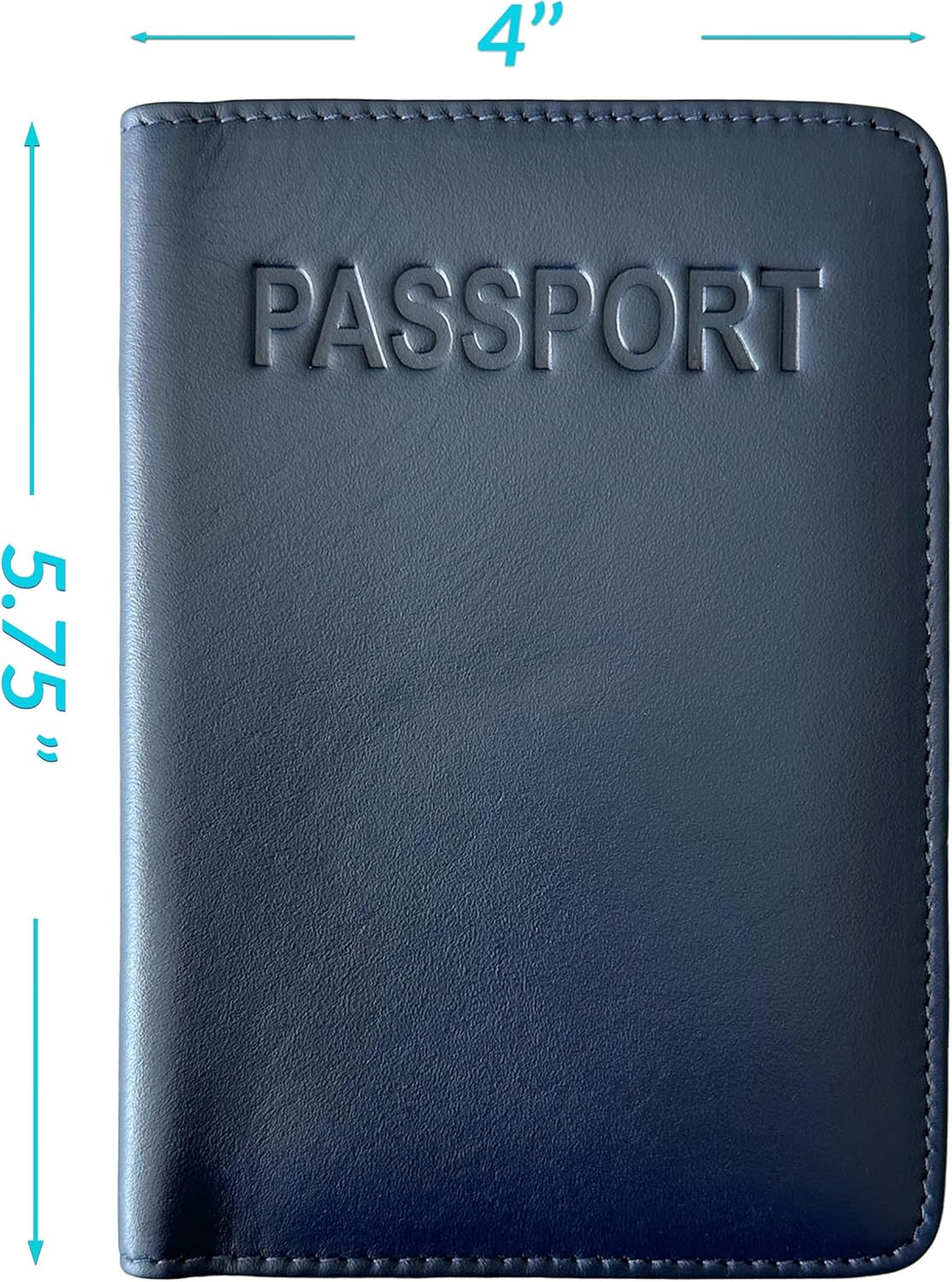Personalized Monogrammed Navy Leather RFID Passport Cover Holder and 2 Luggage Tags