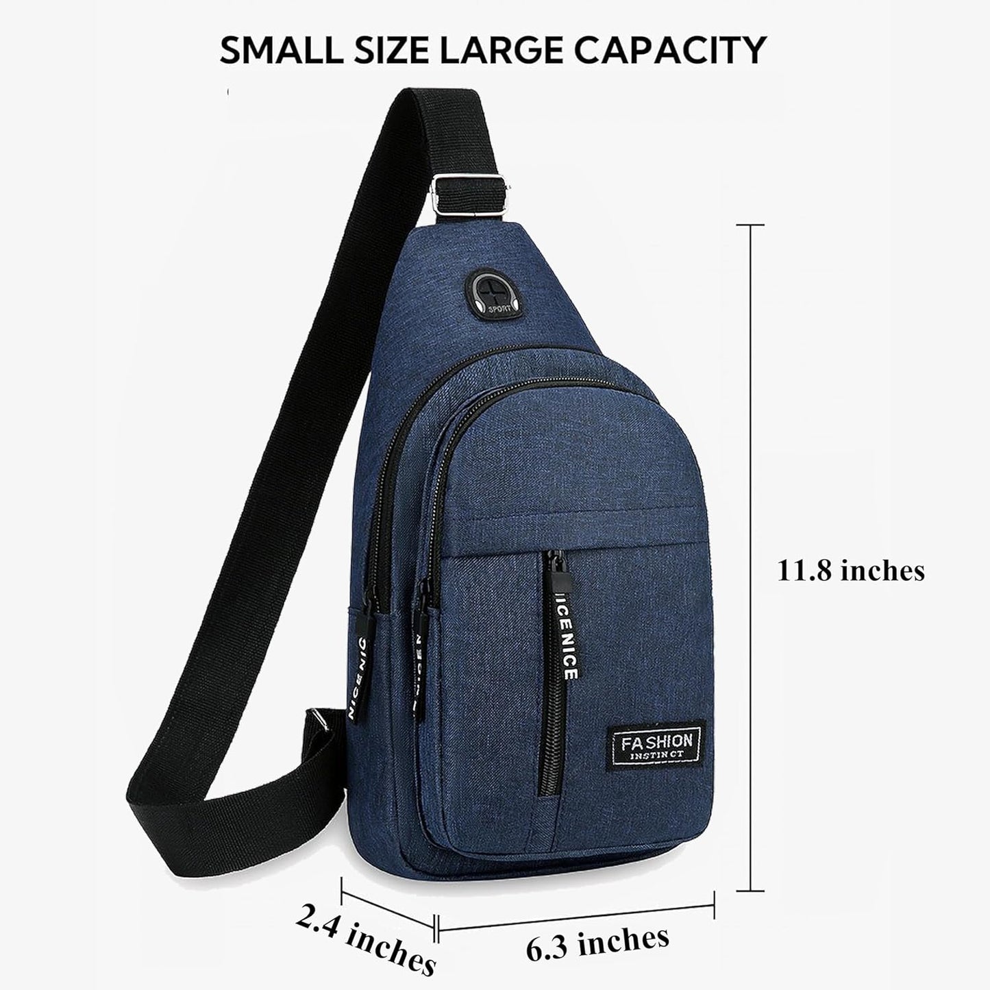 Sling Bag for Men Women, Unisex Crossbody Chest Bag, Multi-Pocket Lightweight Daypack for Travel Hiking