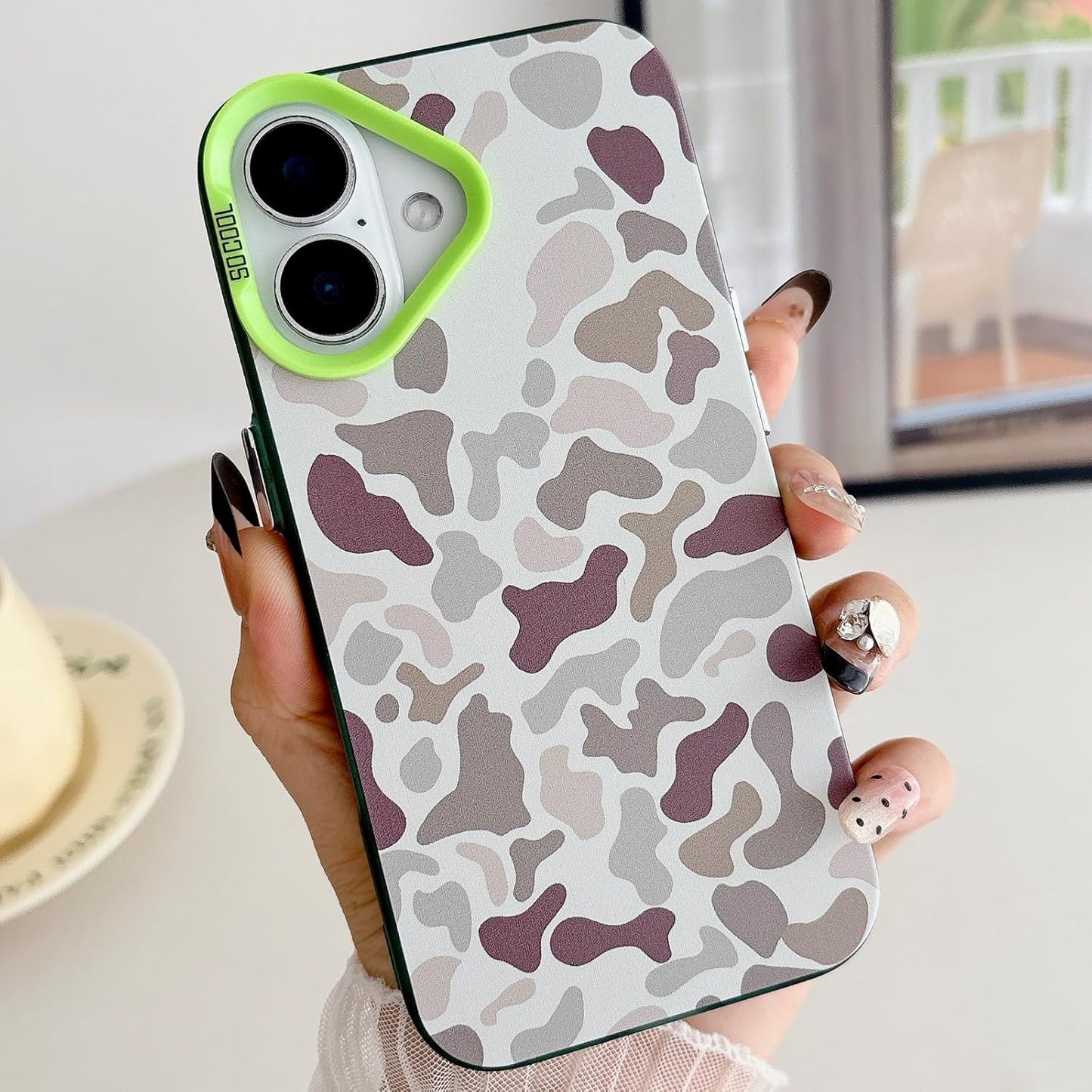for iPhone 16 Case, Vintage Camo Pattern Design for Men Boys Teens, Cool Camouflage Shockproof Protective Cover for Girls Women - Green