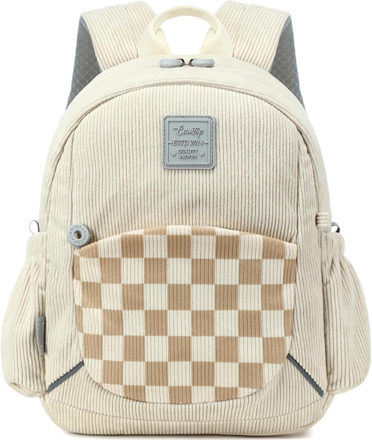 CAMTOP Toddler Backpack for Boys Girls 2-4, Kids Backpacks for Kindergarten Preschool, 12" H Small Bookbag for Daycare Travel (Beige)